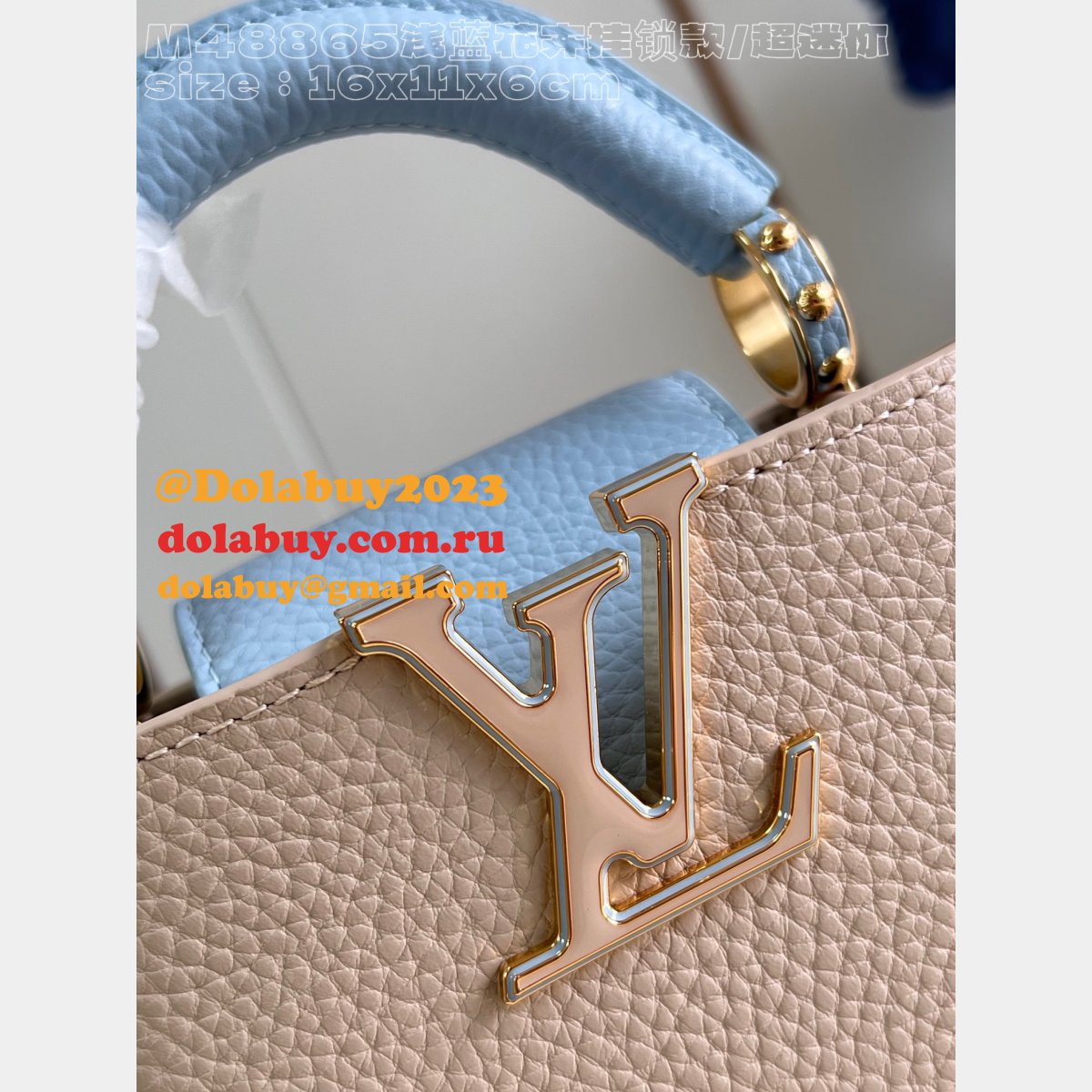 Replica Louis Vuitton Capucines AAA+ M48865 Blue Flower Bags