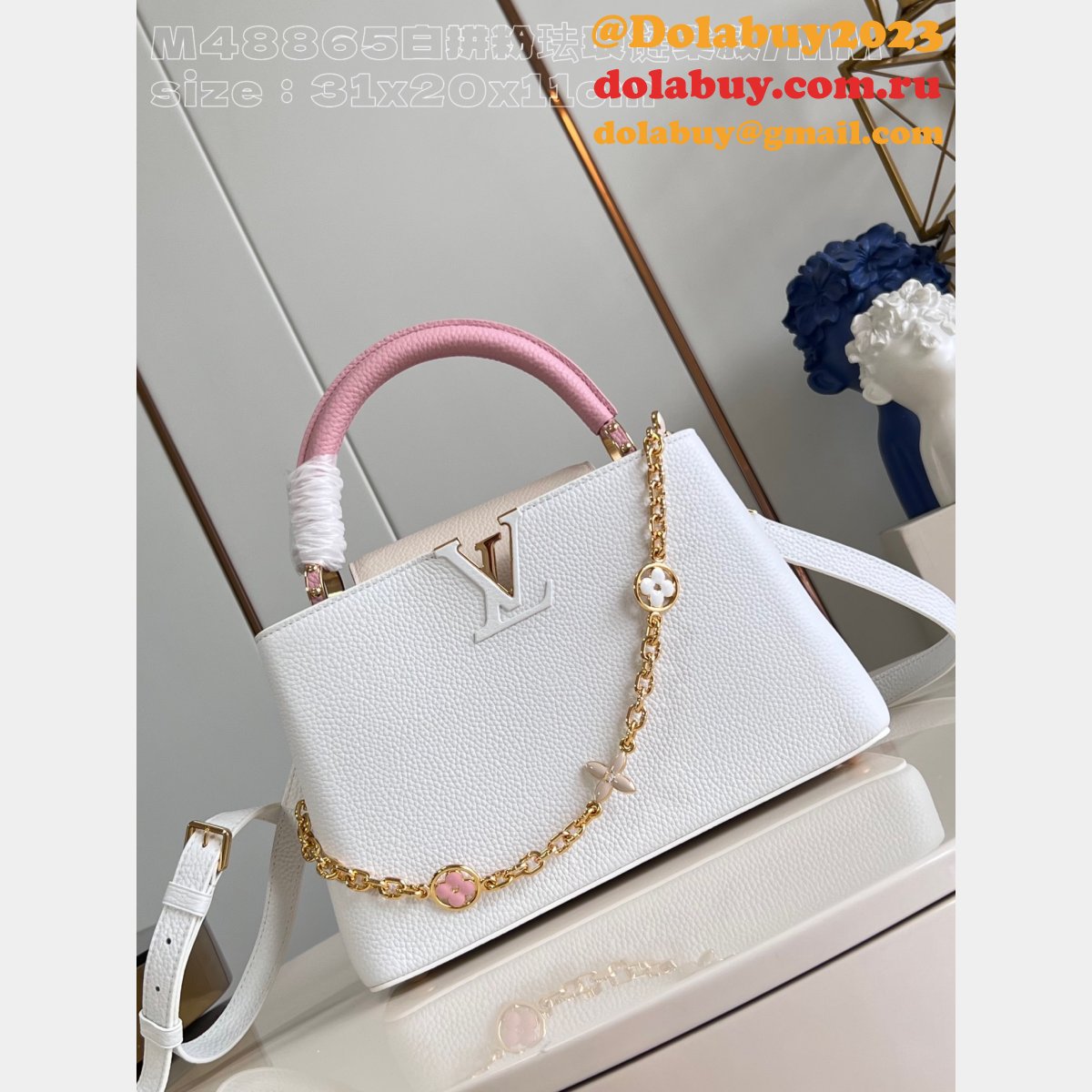 Replica 1:1 Mirror Louis Vuitton Capucines M48865 White Bags