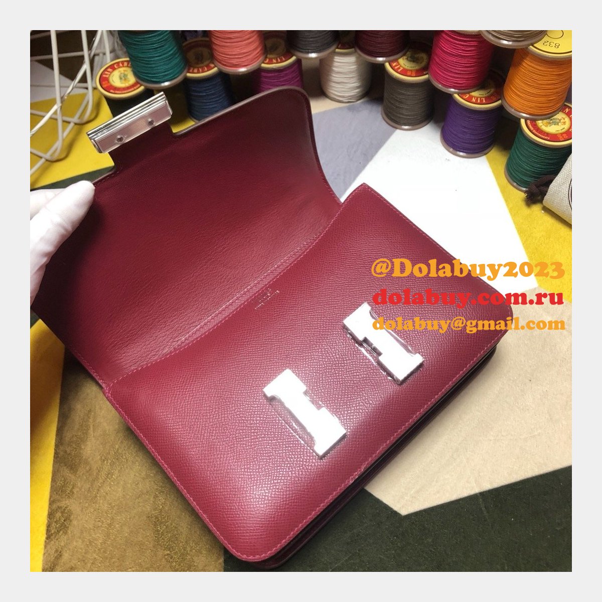 Hermes Constance Bag 23cm Epsom Leather Burgundy