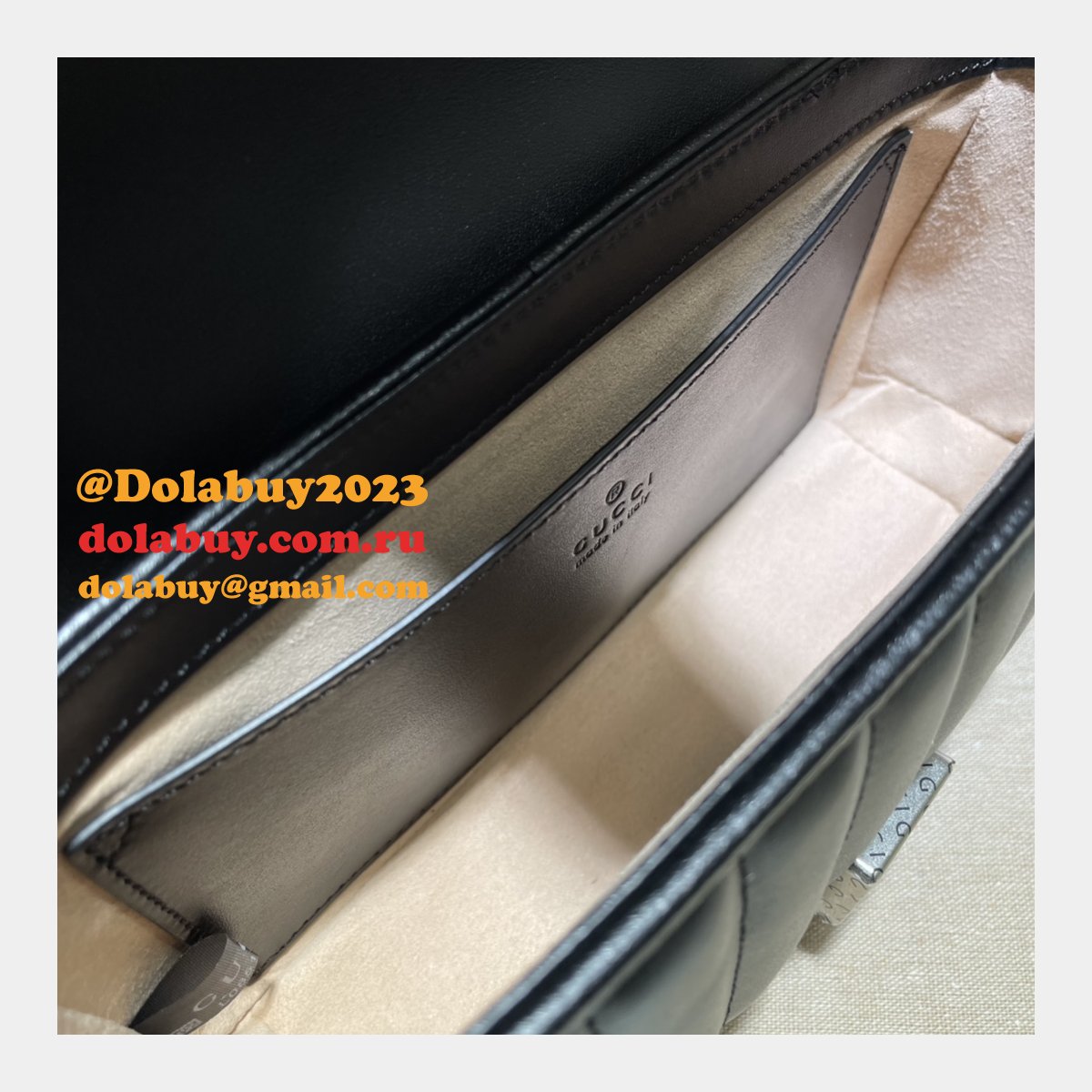 G*u*i designer copy gg marmont matelassé 446744 black bag