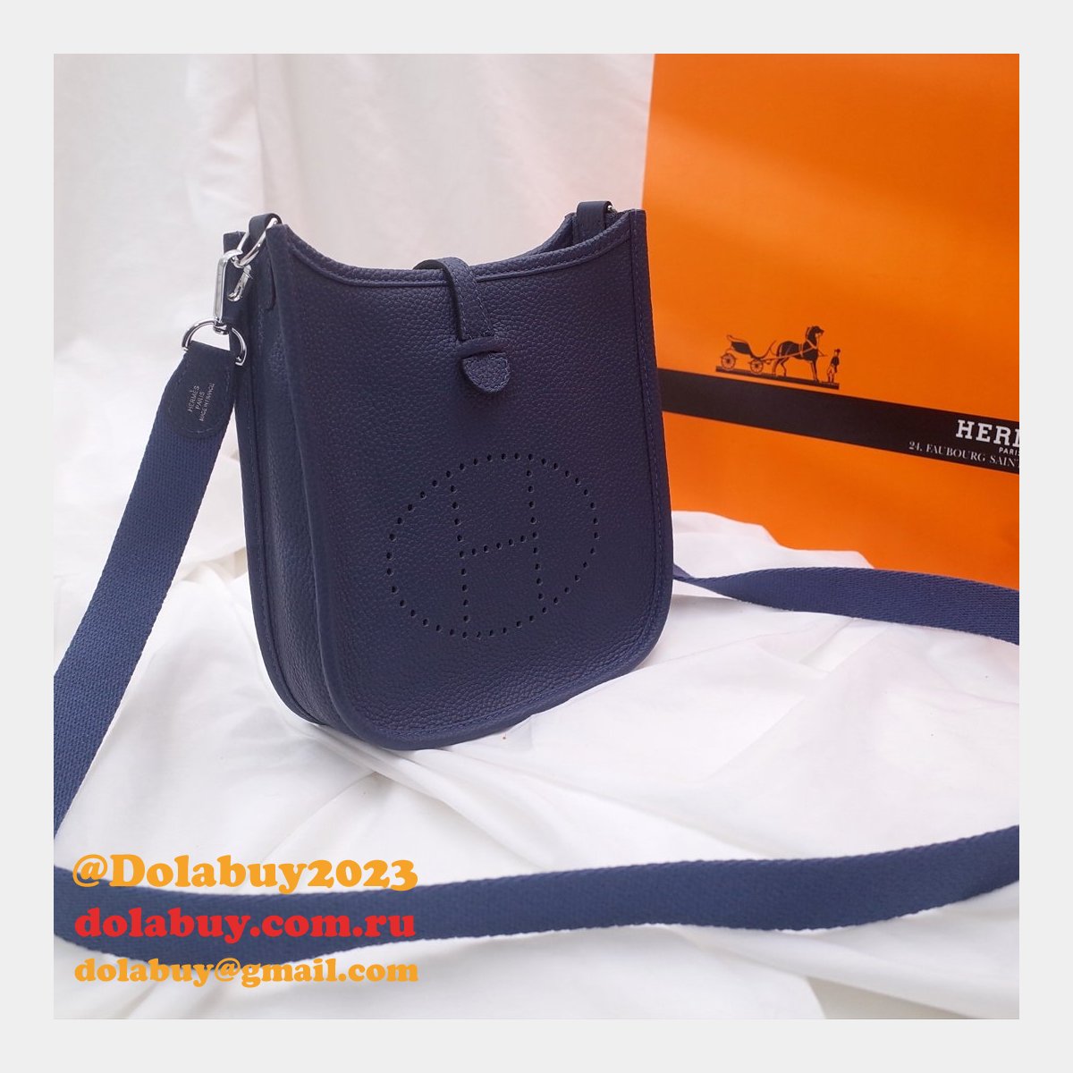 Replica Hermes Evelyne Navy blue TPM Mini Bags