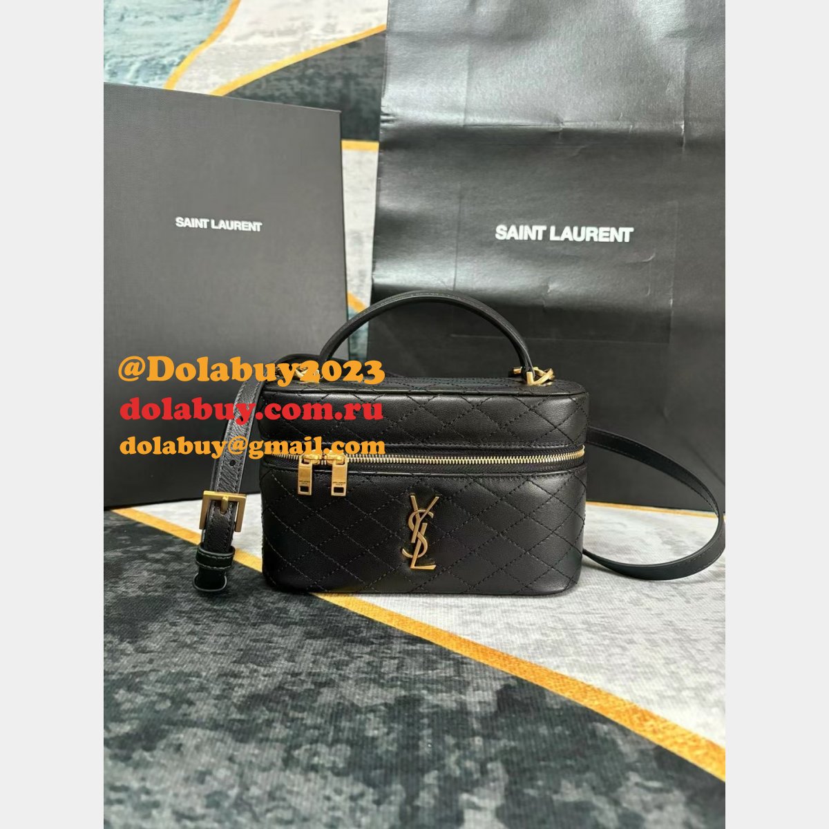 YSL Gaby Copy Vanity Black 766731 Replicas Bag