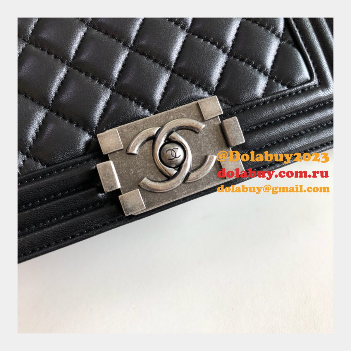 High Quality CC Le Boy Replica Best Black Bags lambksin 20cm