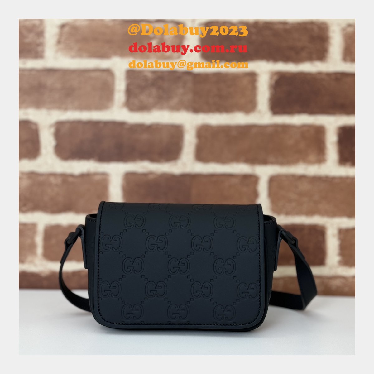 Designer Gucci GG Rubber-effect Super 794062 Black Knockoff Bag