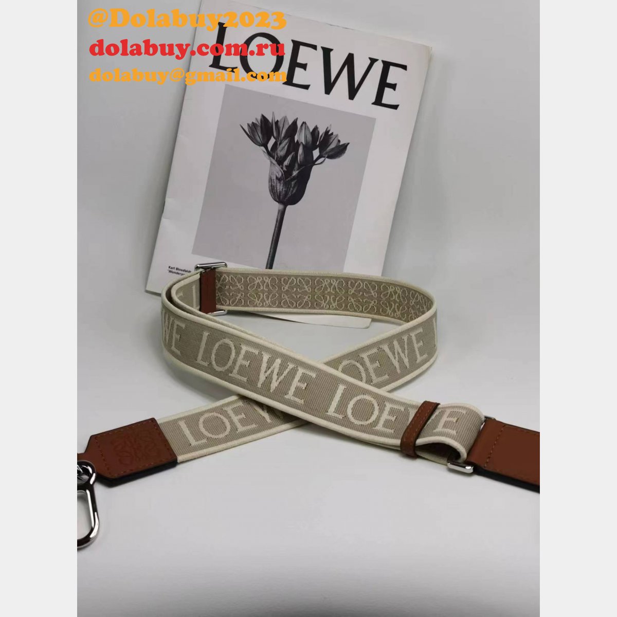 Best Loewe Anagram double-sided embroidered shoulder strap