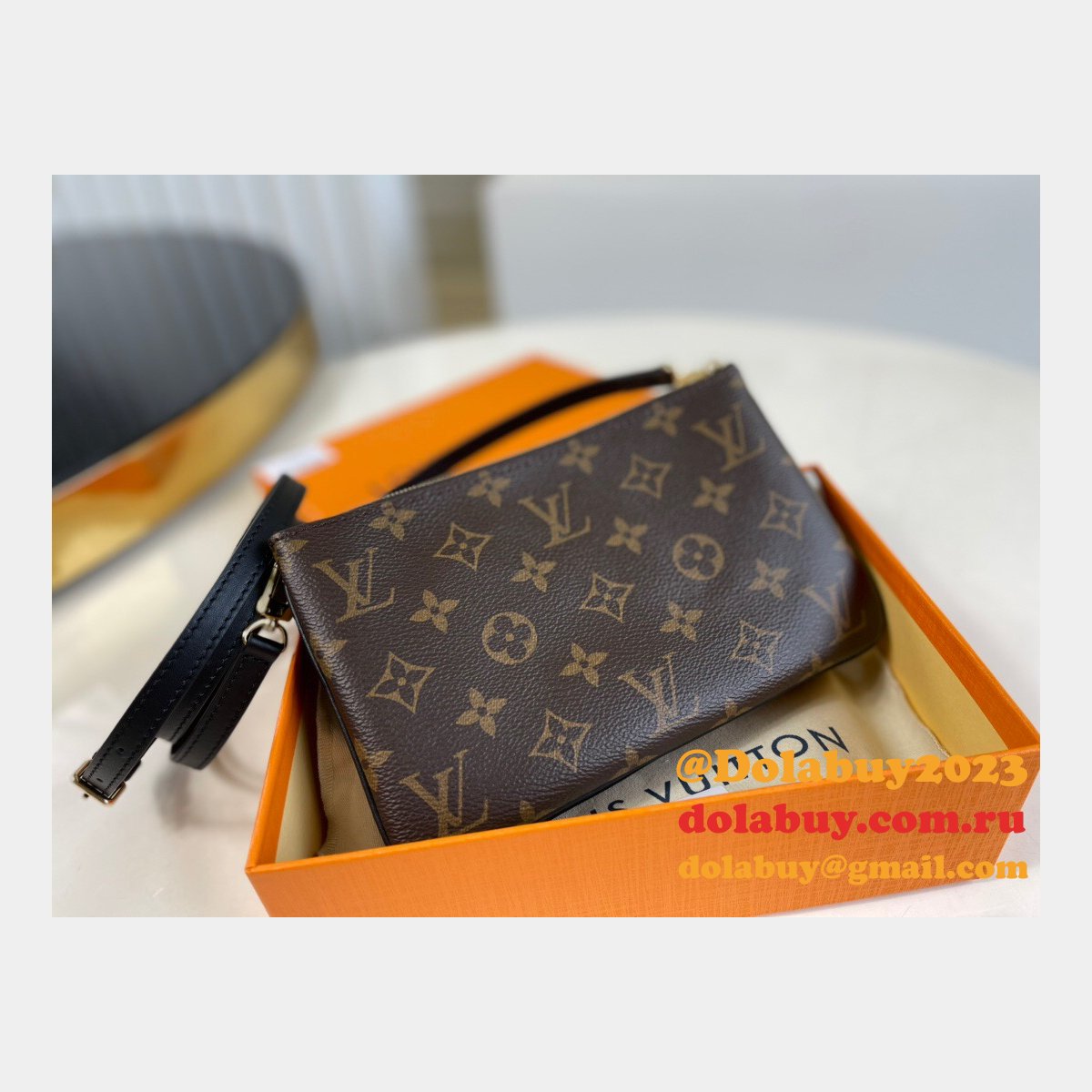 Louis Vuitton Replica Double Zip Pochette Monogram M69203 Brown