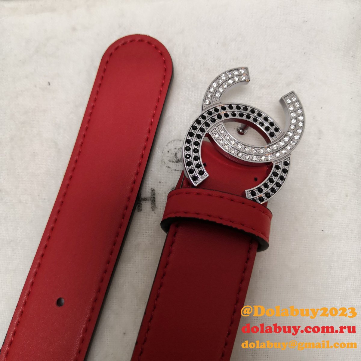 Top Quality Replica CC Double C Belt Red Width 3.0cm 1135