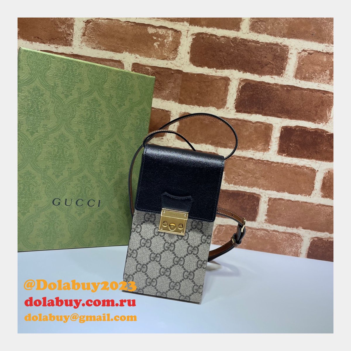 replica best G*u*i 658229 padlock mini bag in beige and ebony gg supreme