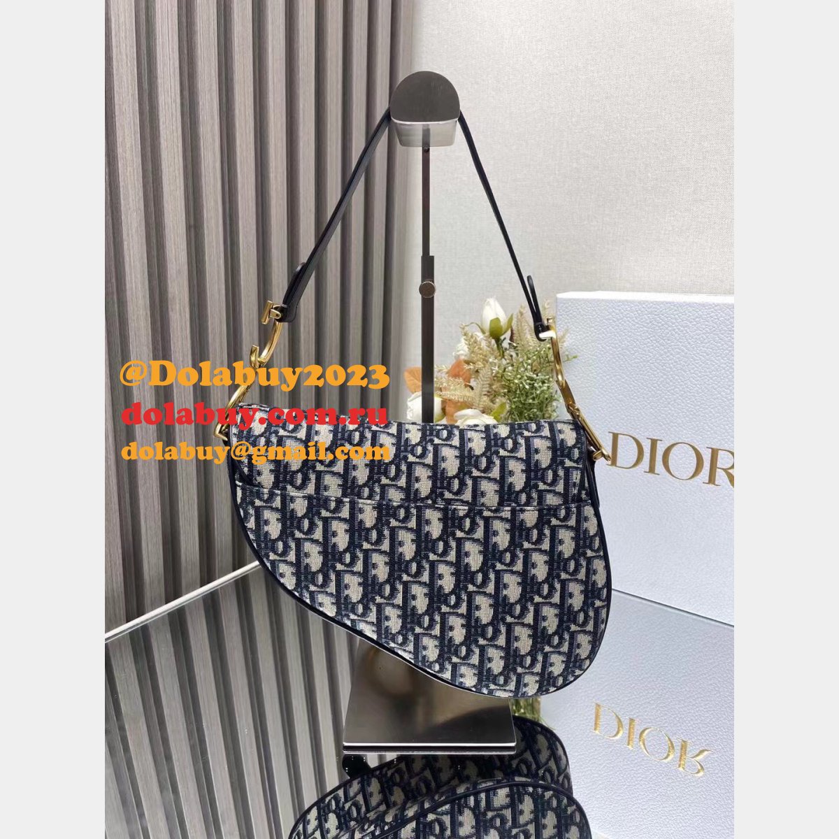 Our Christian Dior Designer Copy Saddle 19.5/25.5Cm Navy Bags