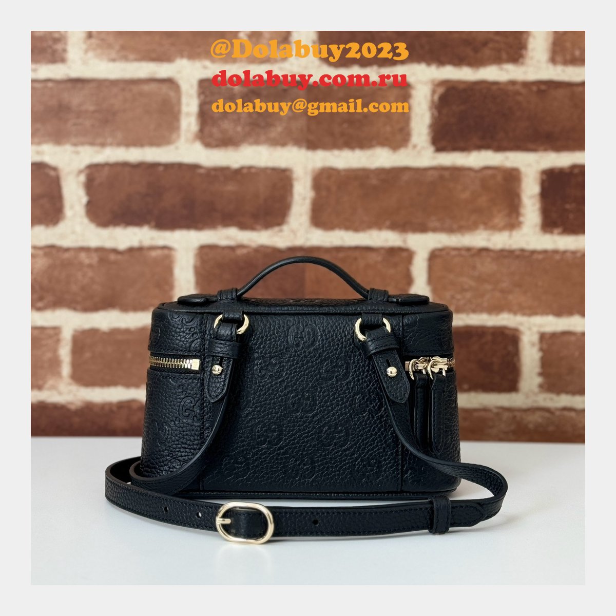 replica G*u*i gg emblem super mini 1:1 mirror 815949 black bag