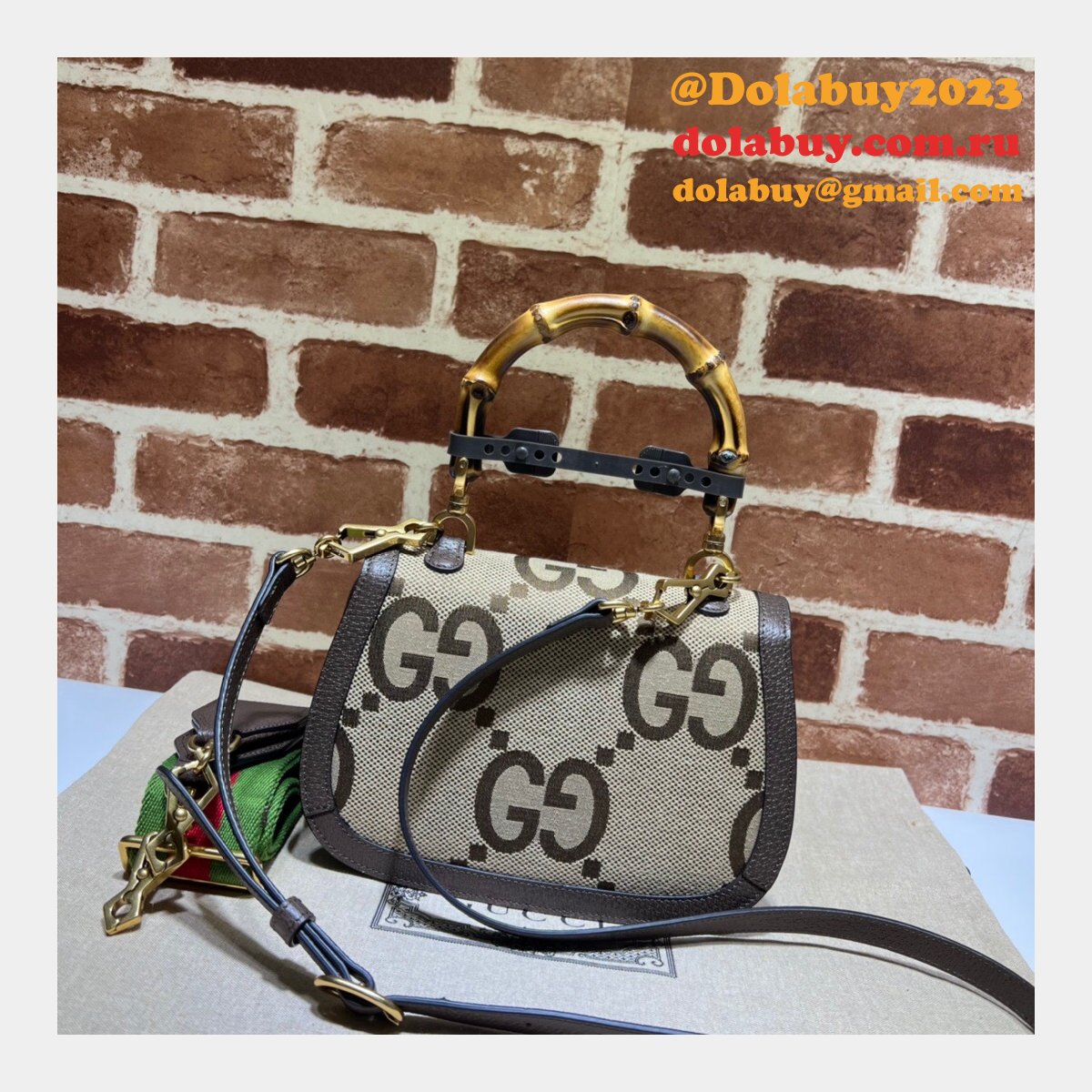 buy G*u*i knockoffs small 675797 jumbo gg bag with bamboo