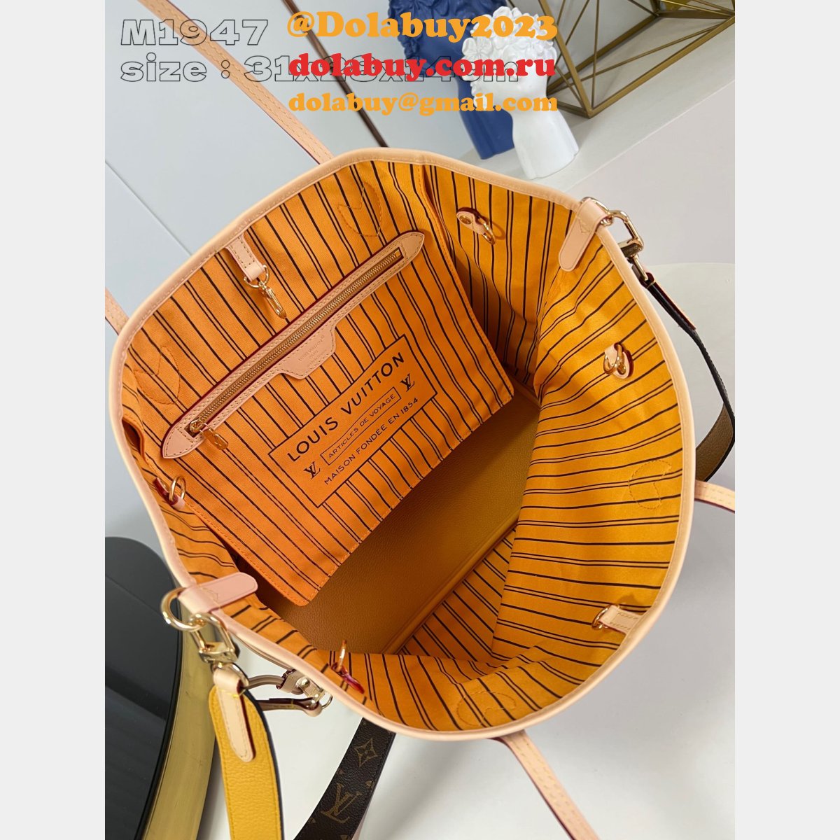 Louis Vuitton Designer M11947 Neverfull Bandoulière Inside Out Bag