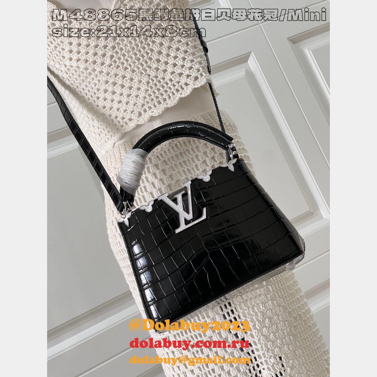 Louis Vuitton The Knockoff Capucines Designer M48865 Black Crocodile Bag