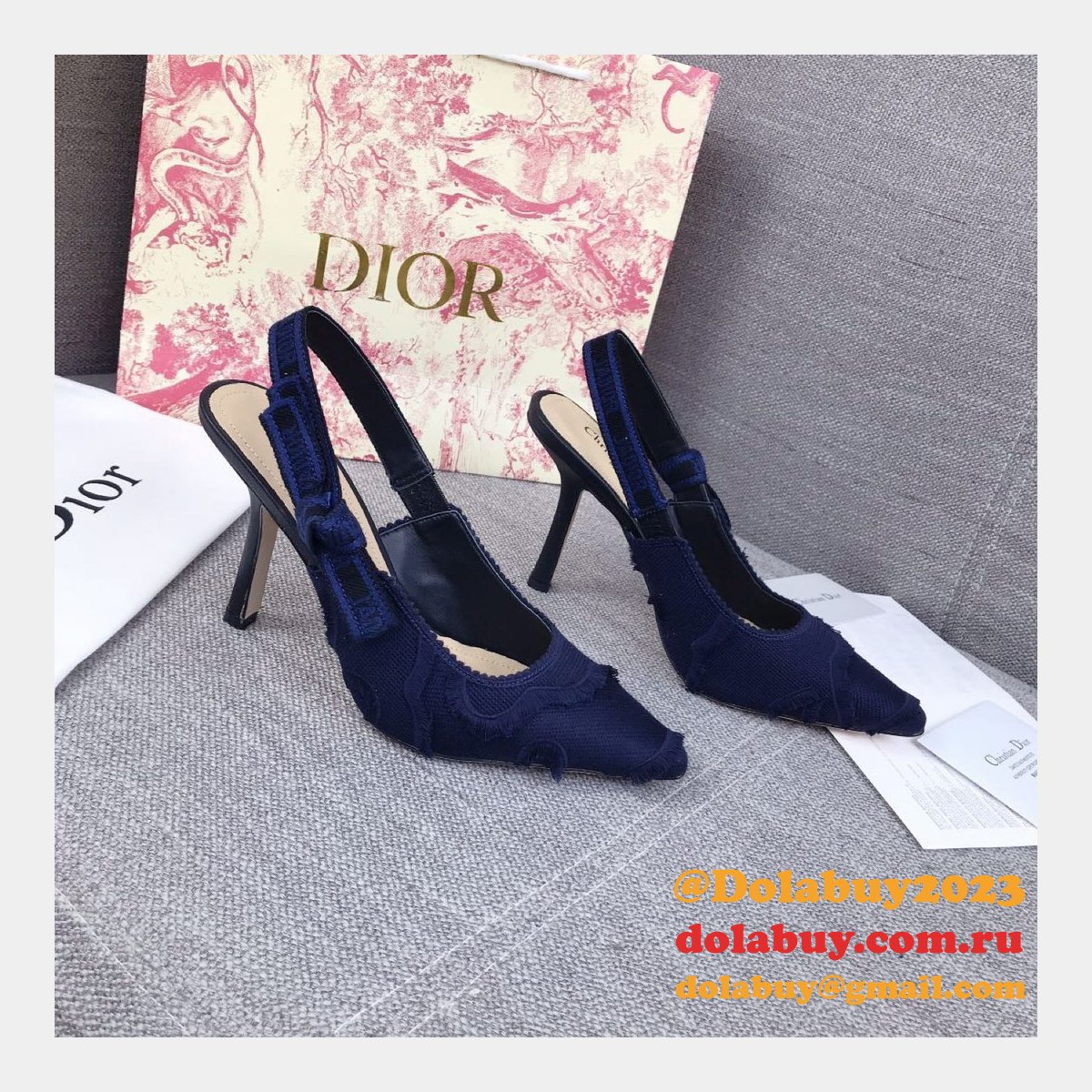 High Top Quality Replica Fashion Dior Navy Blue Tassel Shoes