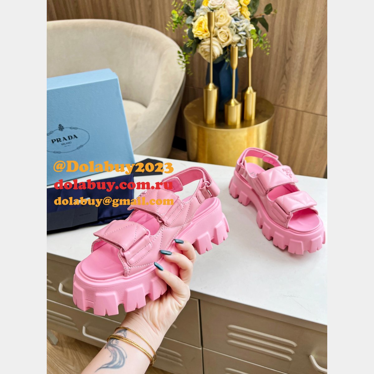 Buy New Replica Prada Roman Platform Sandals Luxury Shoes