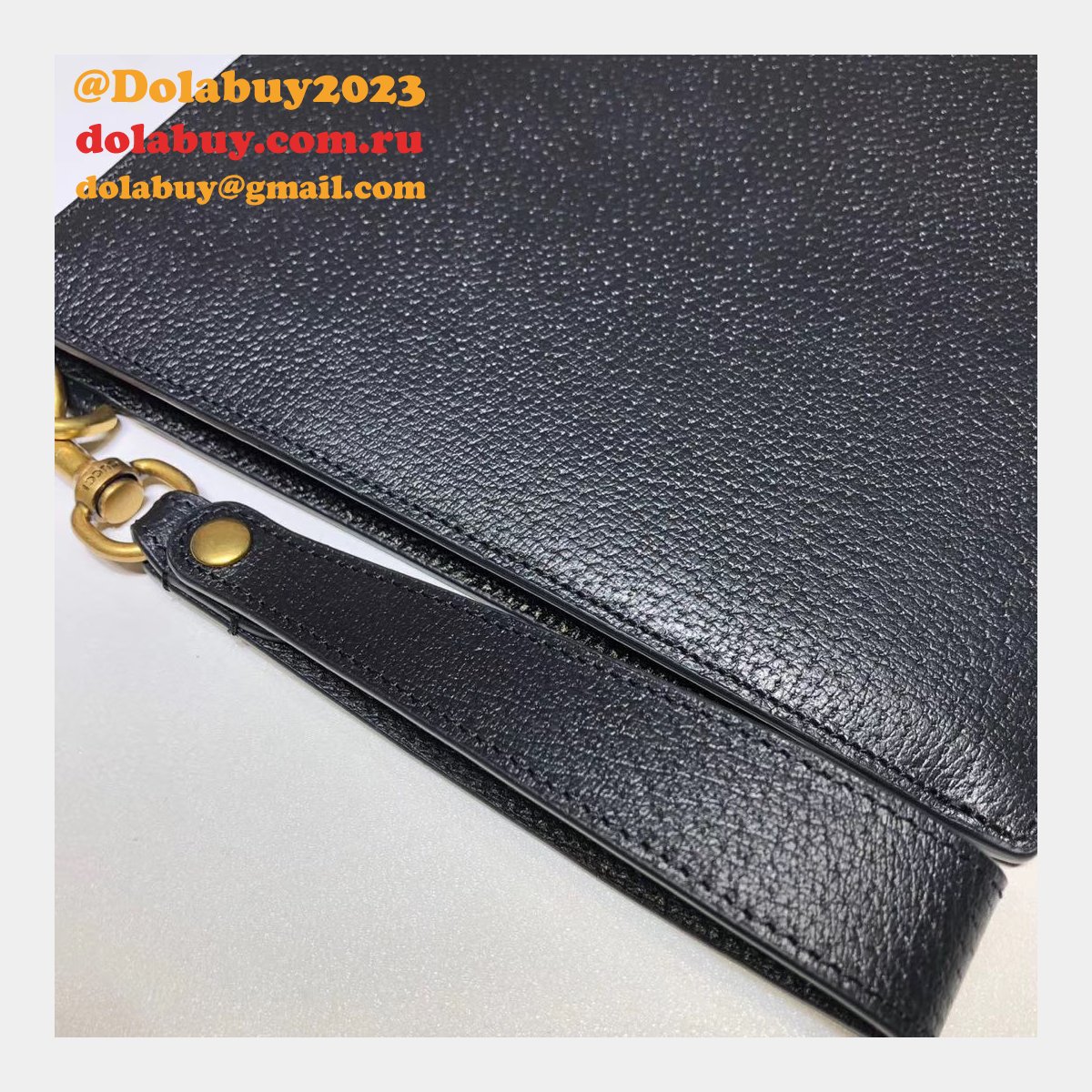 Best Gucci GG Marmont leather pouch 475317 Black Clutches