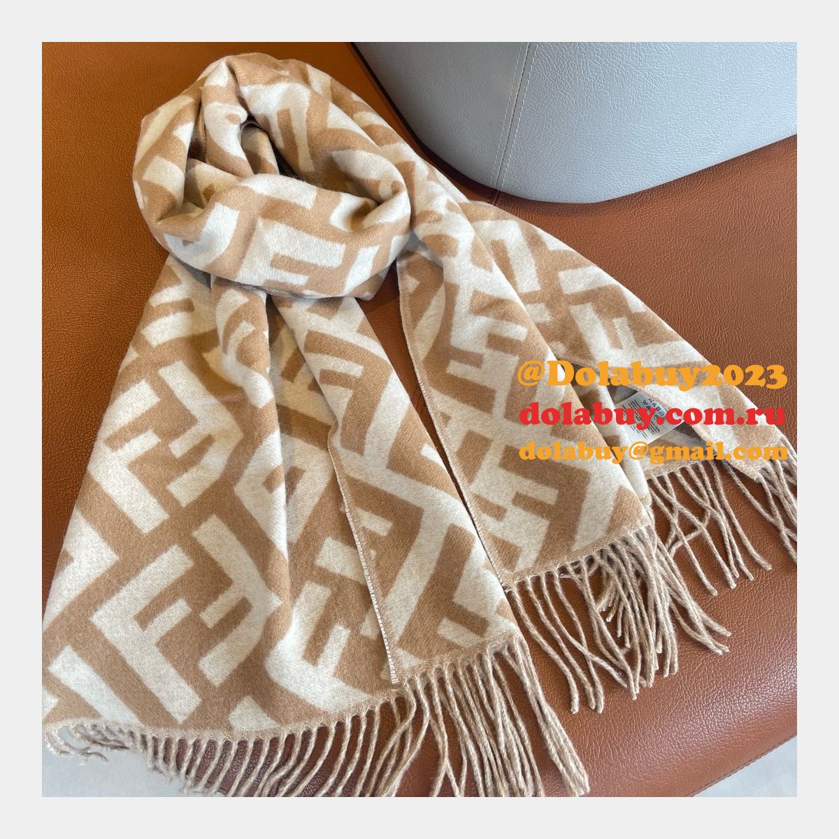 designer knockoff F**di cashmere scarf