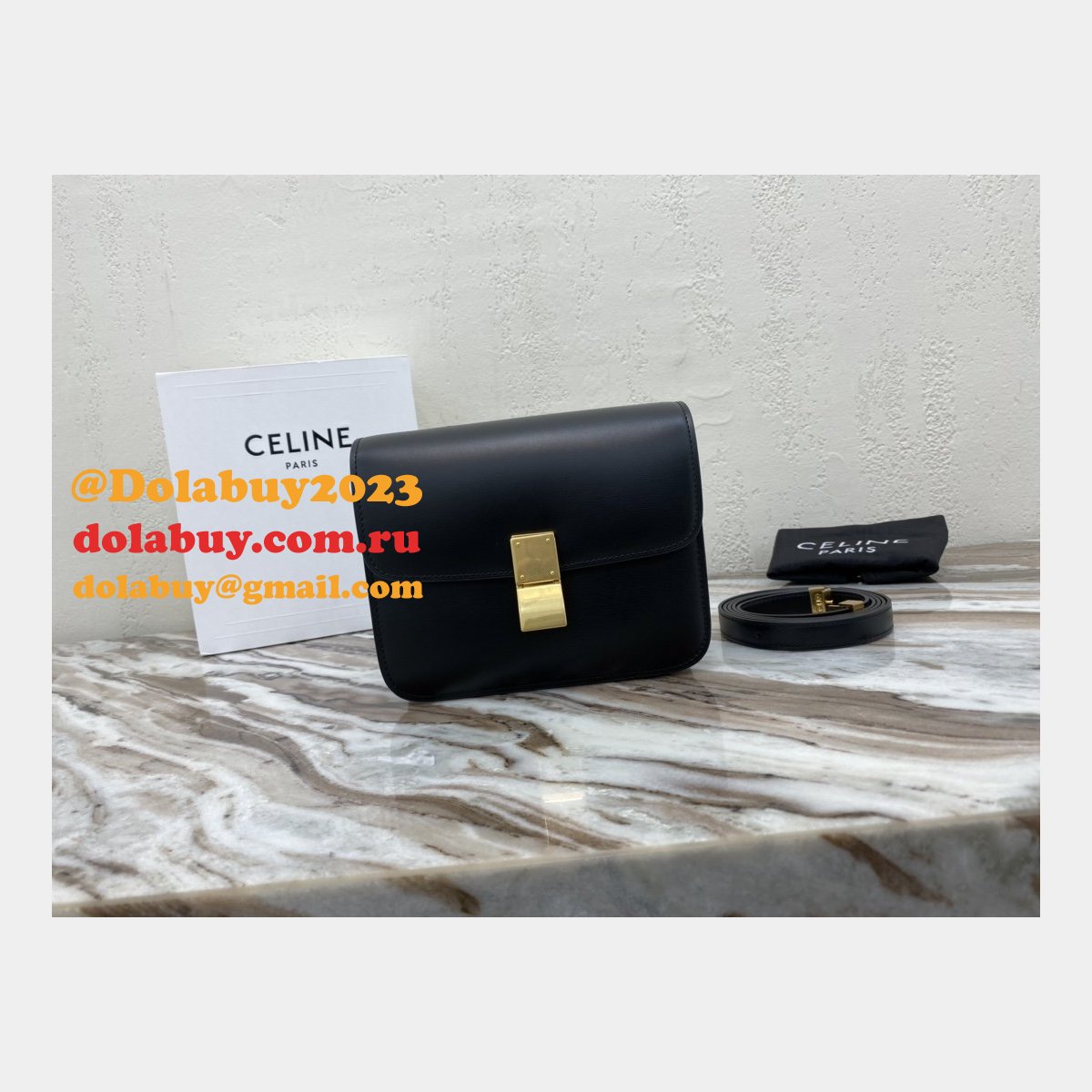 Replica Celine Teen Classic Leather Shoulder Black Bag
