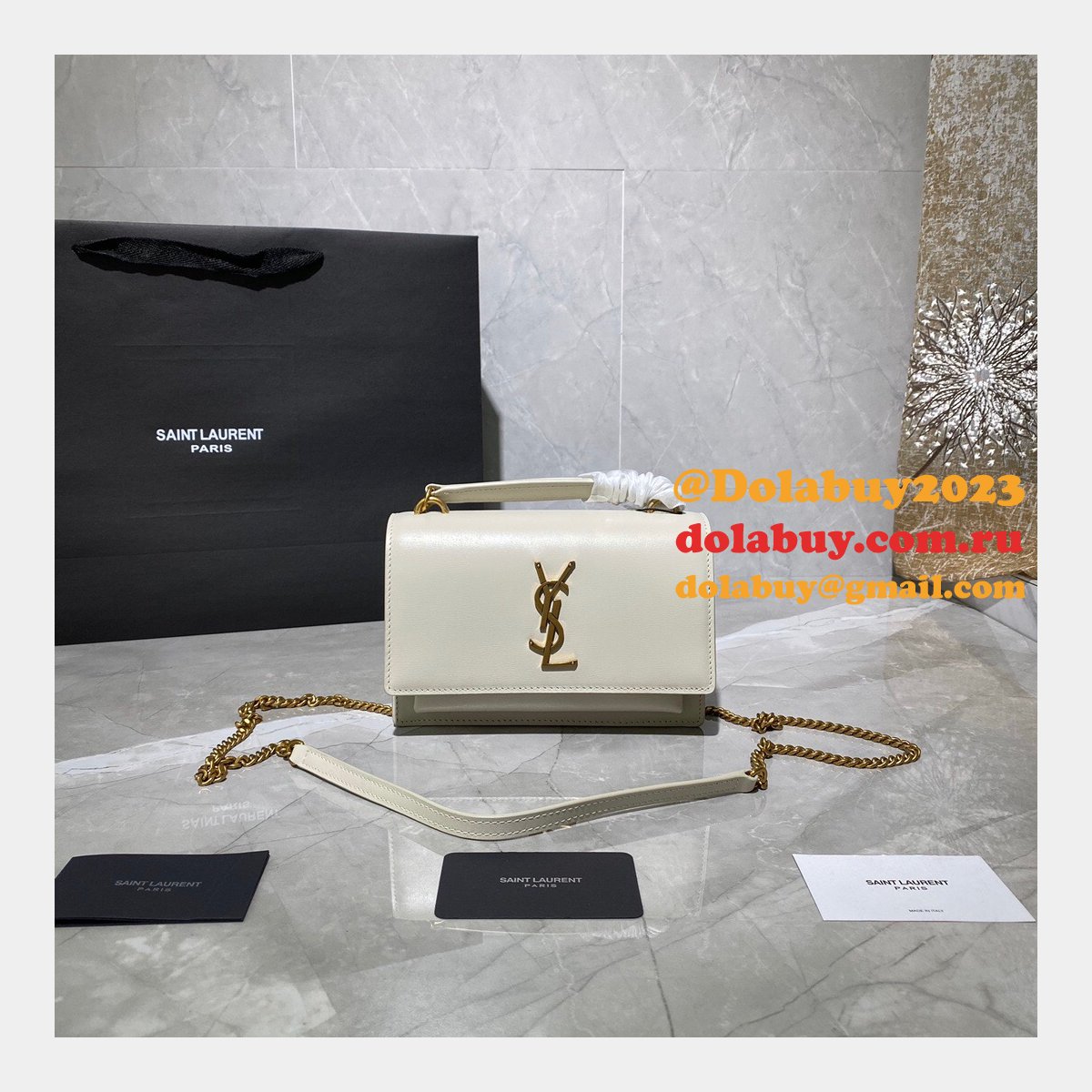 Replica YSL Sunset 19cm Pursesre Store Cream