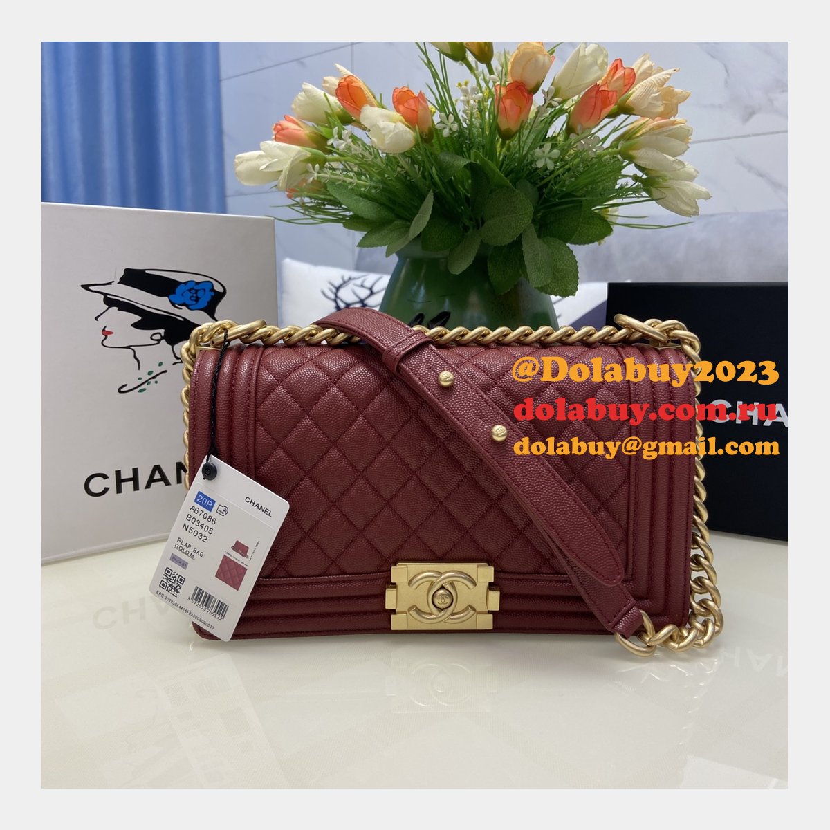 Replica CC Le Boy Flap Bag caviar leather 25CM