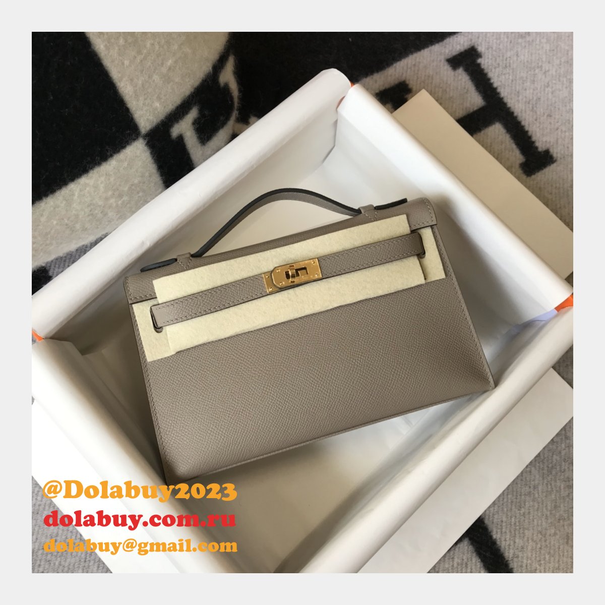 Luxury Hermes EPSOM LEATHER Mini Kelly Pouchette