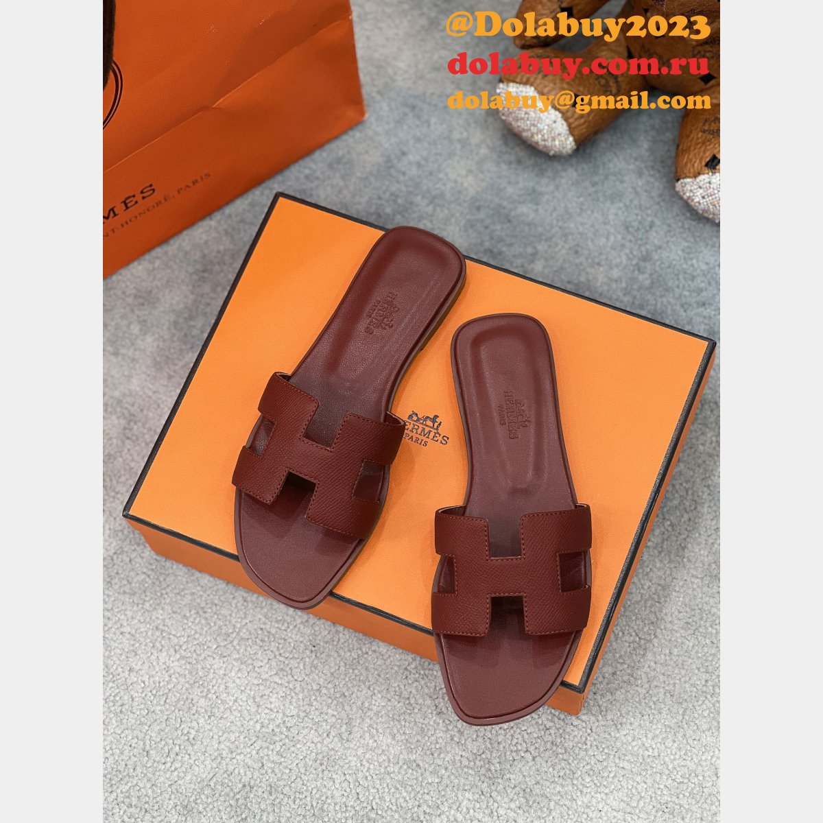 7 Star Luxury hermes Oran sandal Epsom calfskin