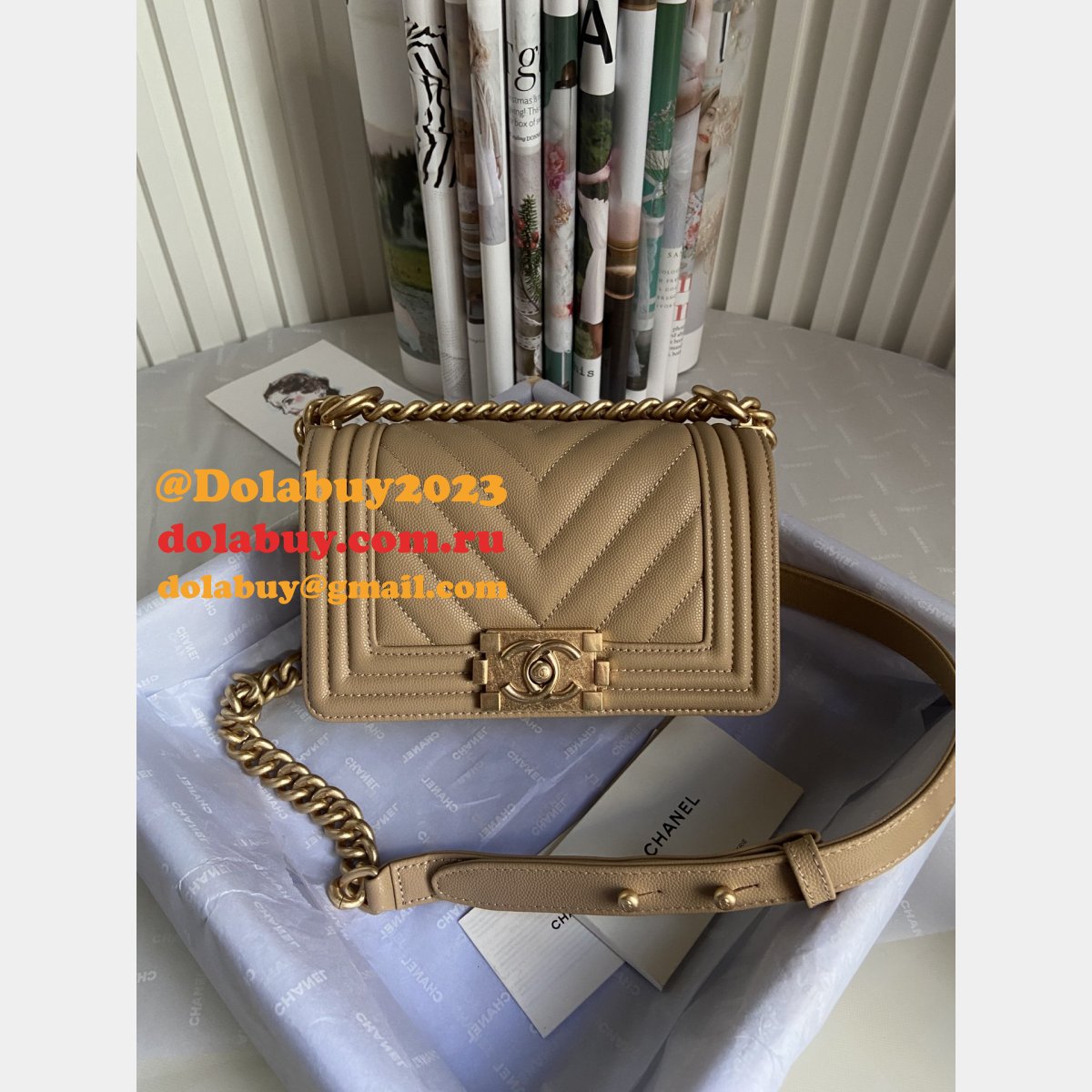 Wholesale CC 67085 Le Boy Replica Bag caviar leather 20cm