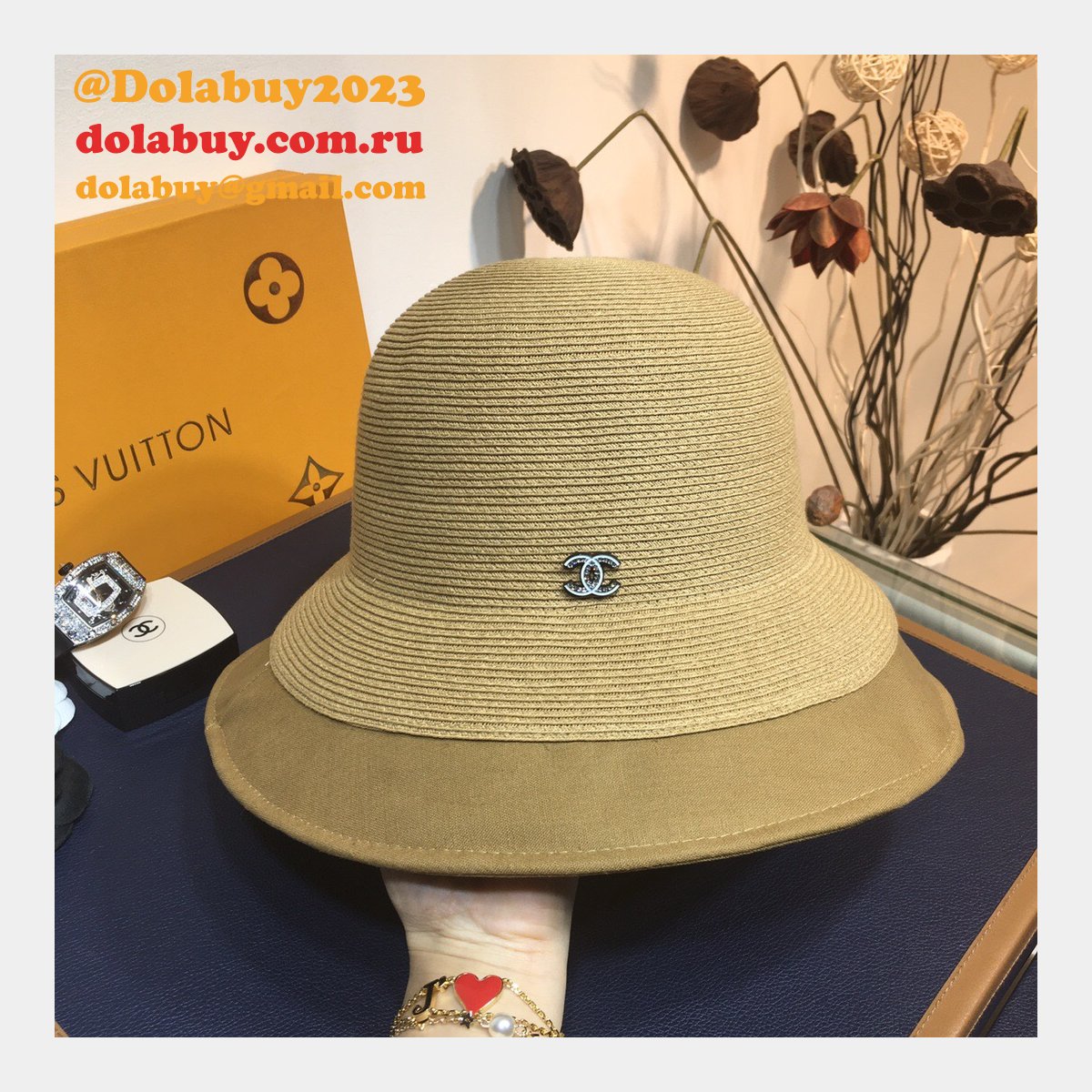 Wholesale CC design Fine straw woven hat bow