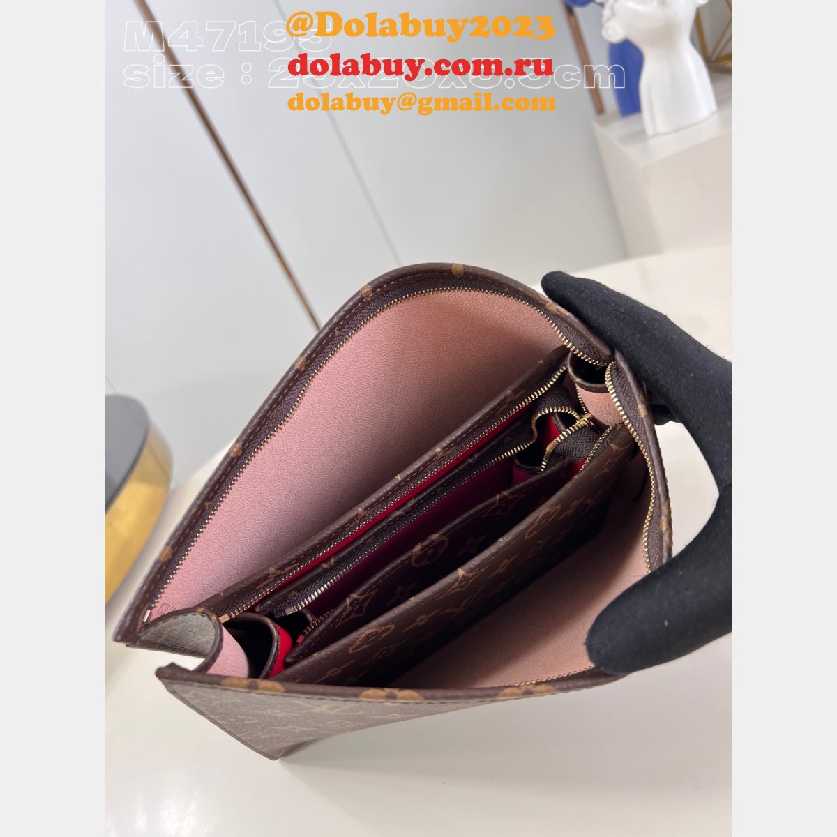 High Quality Trio Toilet Pouch LV M47195 Replica Handbags Online Sale