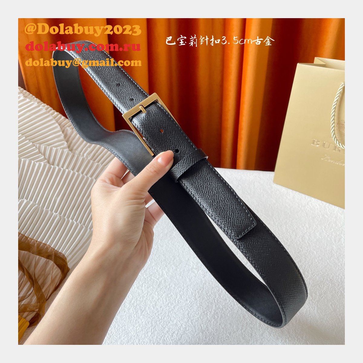 Cheap BURBERRY BELT 1:1 Mirror UK 35MM