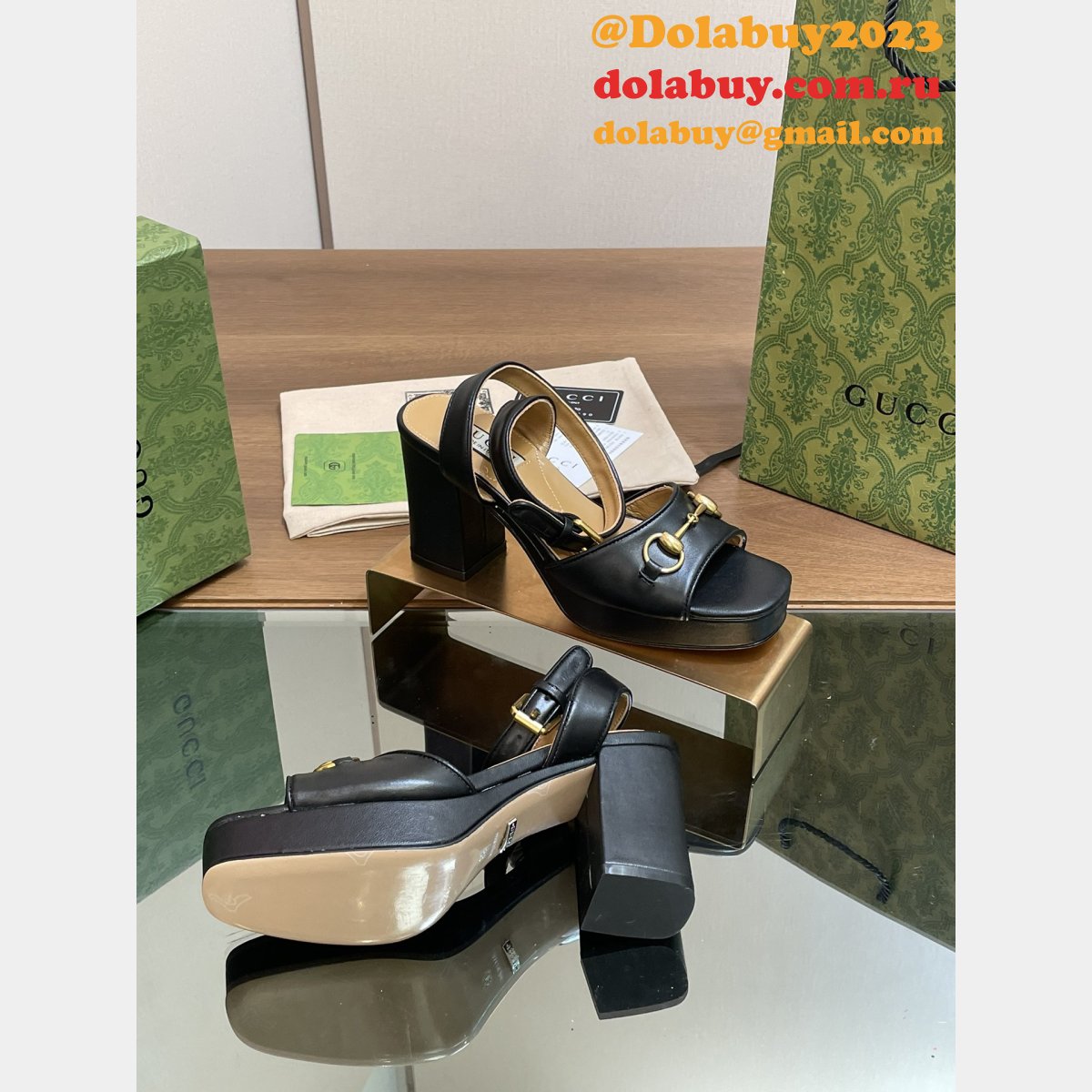 duplicate G*u*i lady horsebit-detailed leather sandals