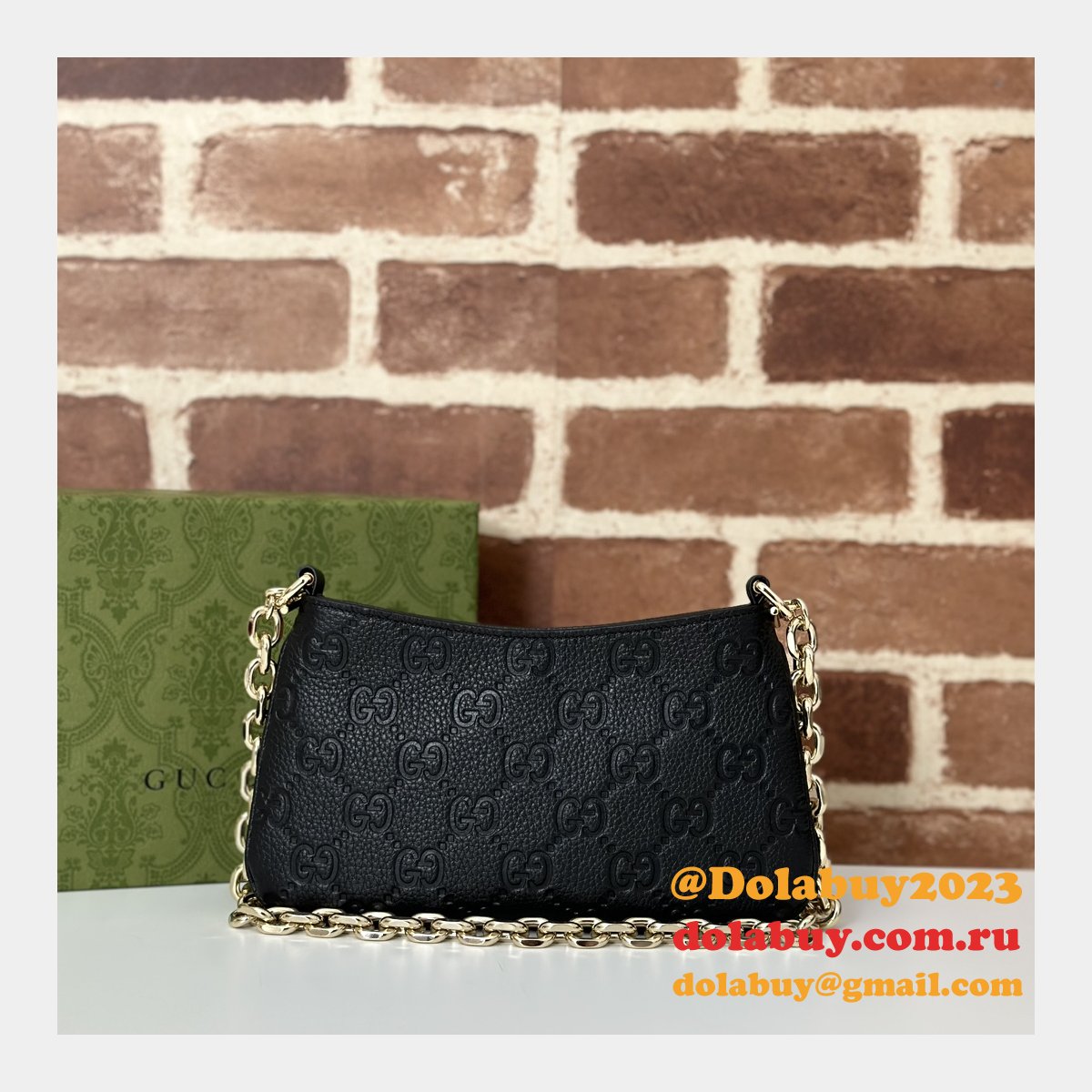 G*u*i replicas 815278 black gg emblem super perfect aaa+ bag