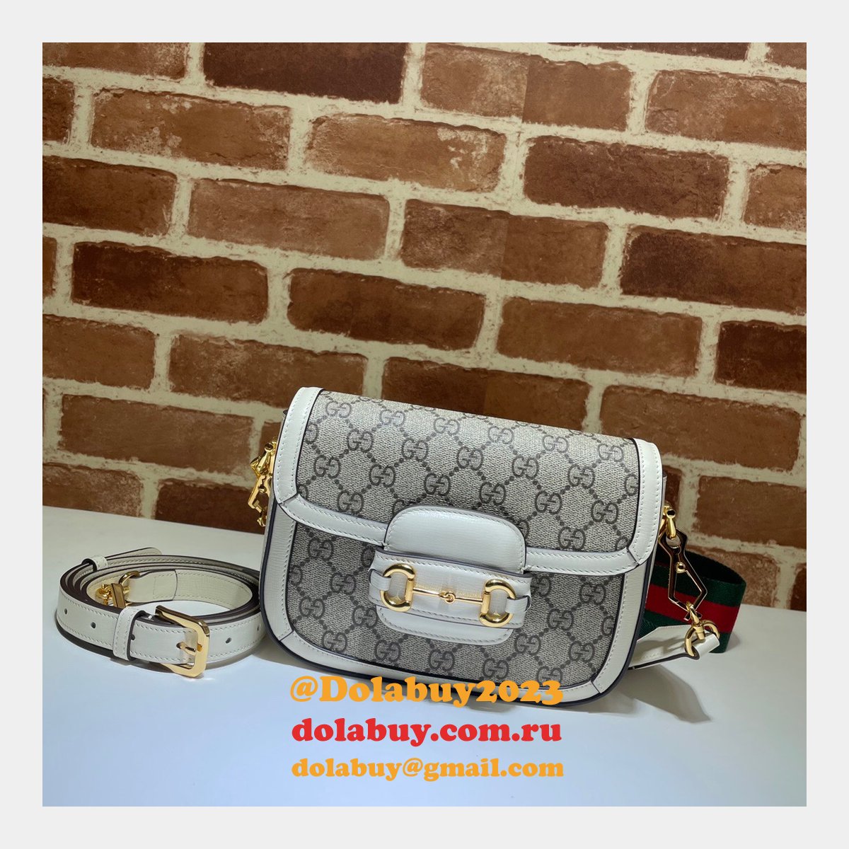 G*u*i replicas horsebit 1955 mini bag white