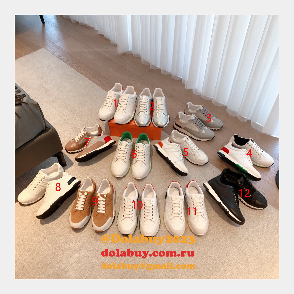 Wholesale Sneakers Leer Wit Hermes Knockoff Shoes