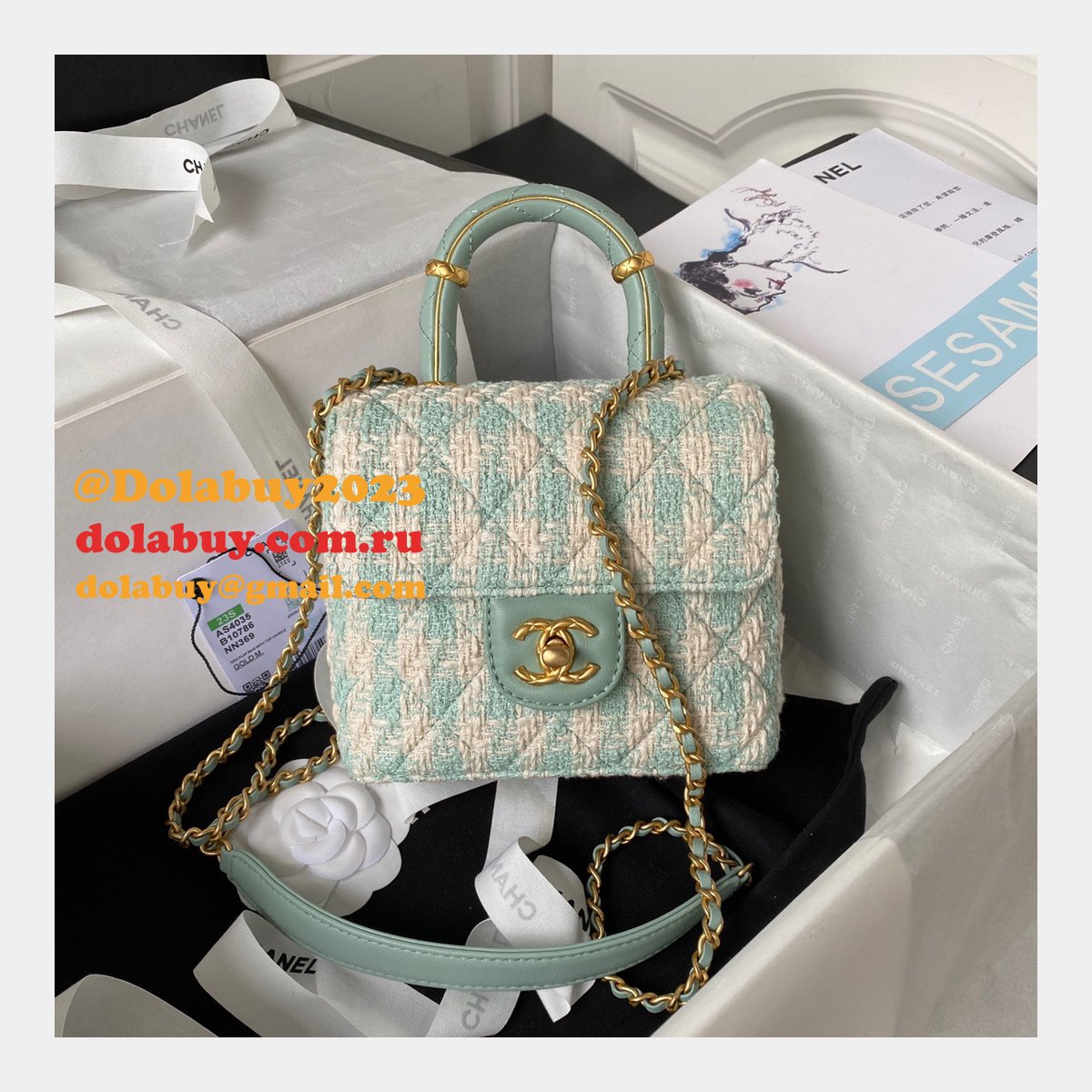 New 1:1 Mirror Flap Bag AS4035 Top Handle Luxury