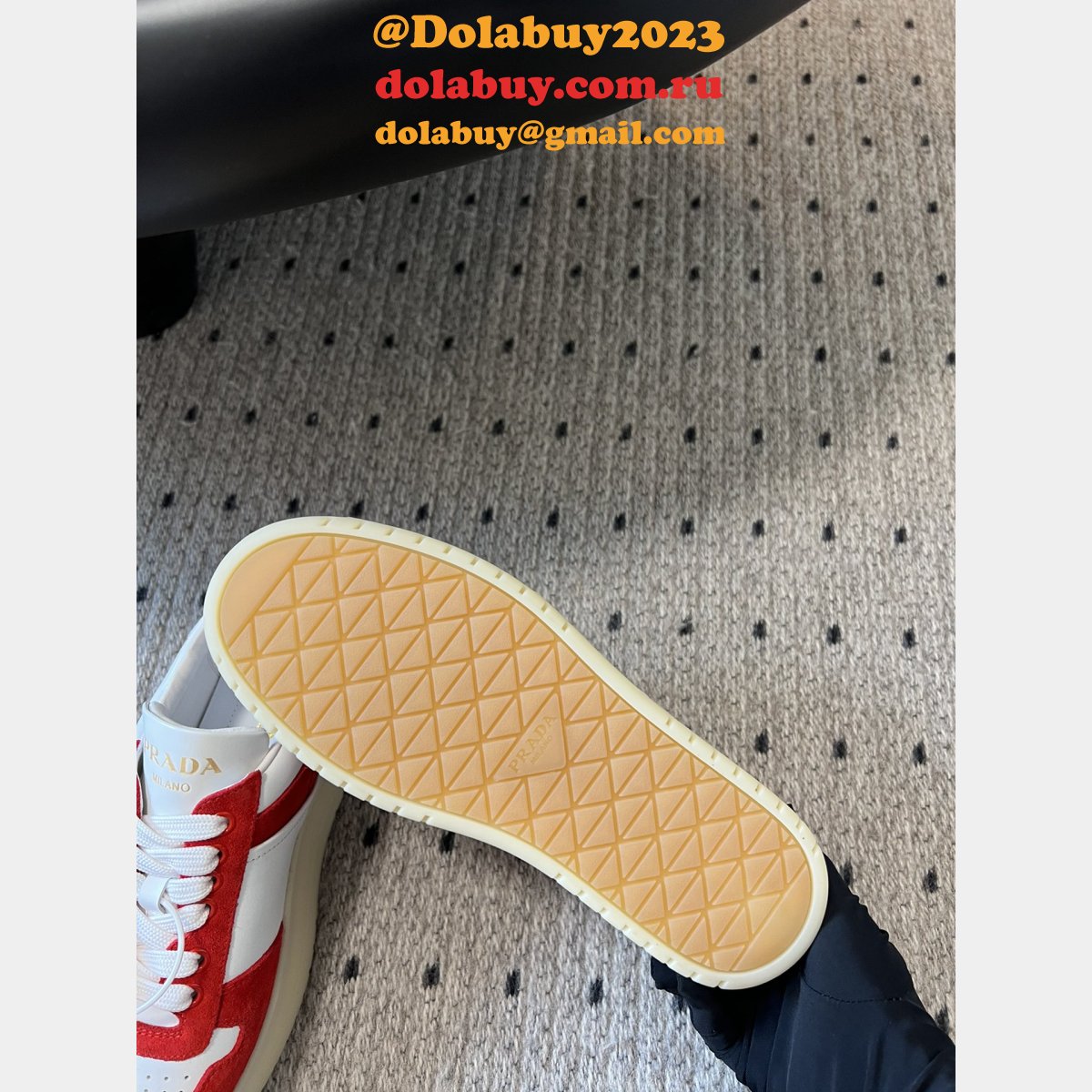 Prada Downtown Bold Nappa Leather And Suede Sneakers