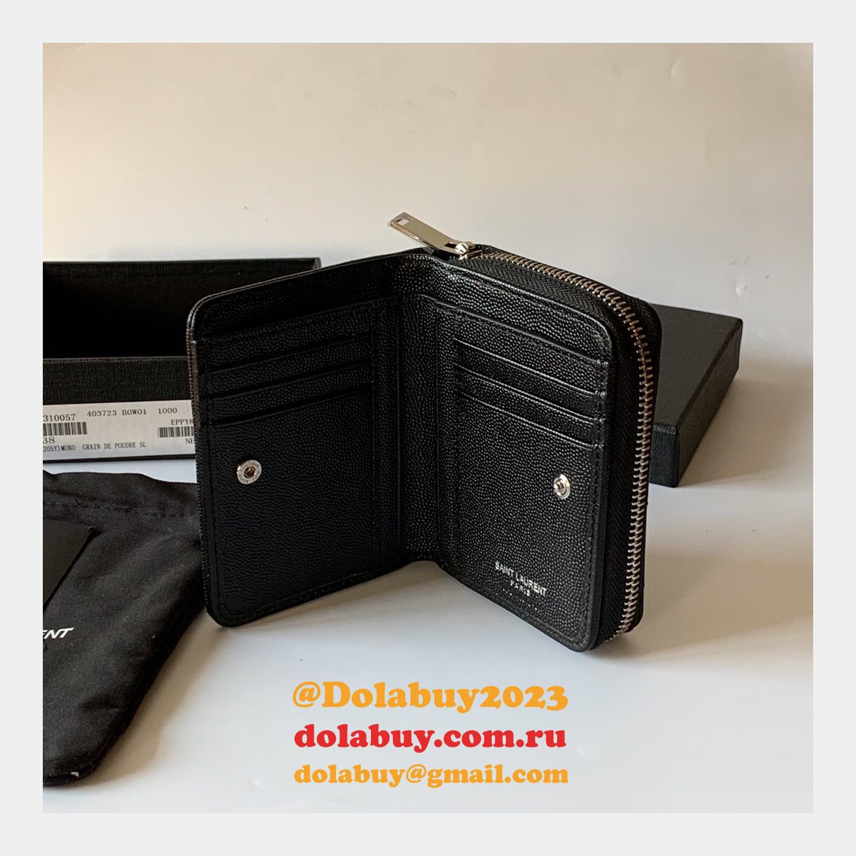 AAA+ Saint Laurent monogram compact zip around wallet black