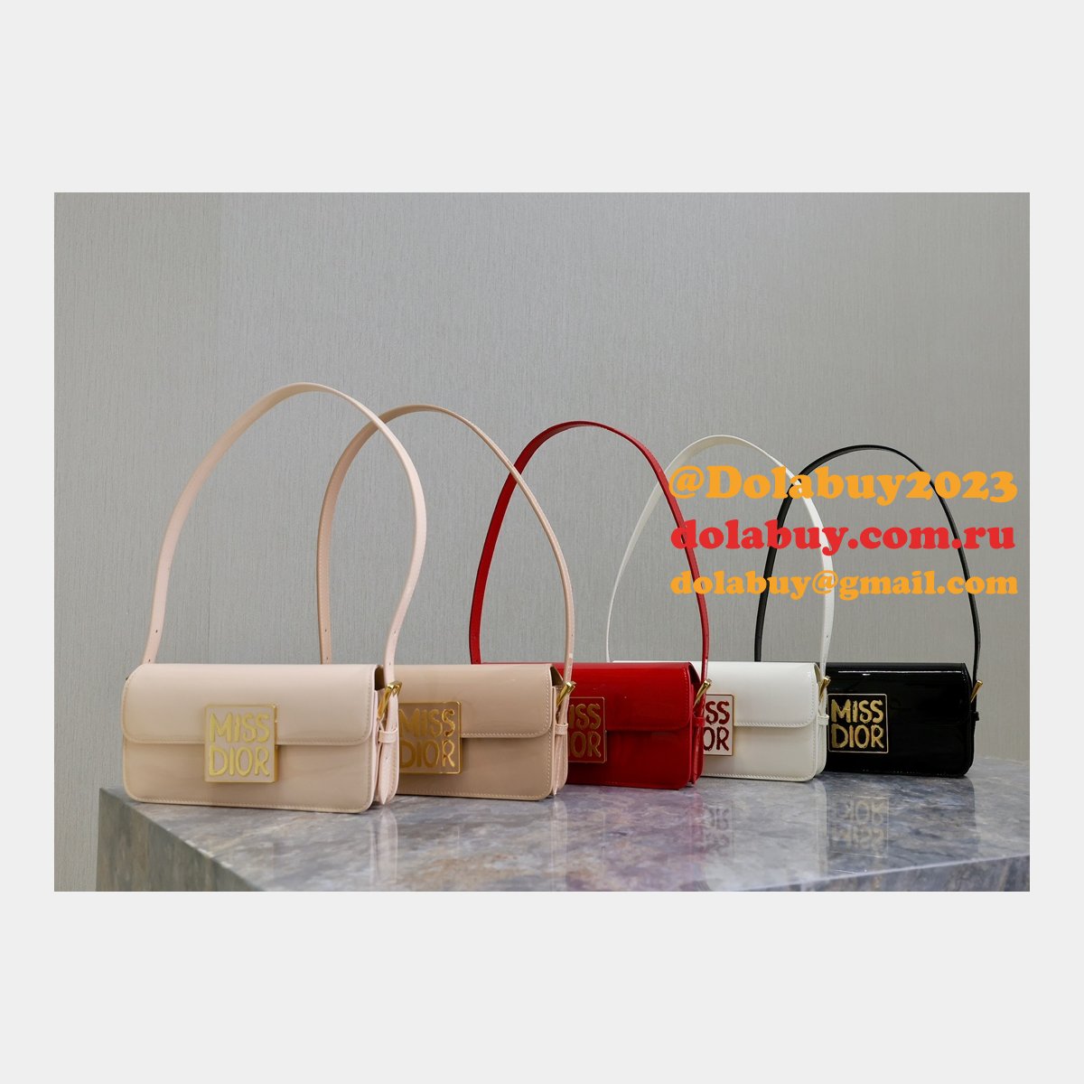 7 Star Miss Dior Graffiti patent leather shoulder bag
