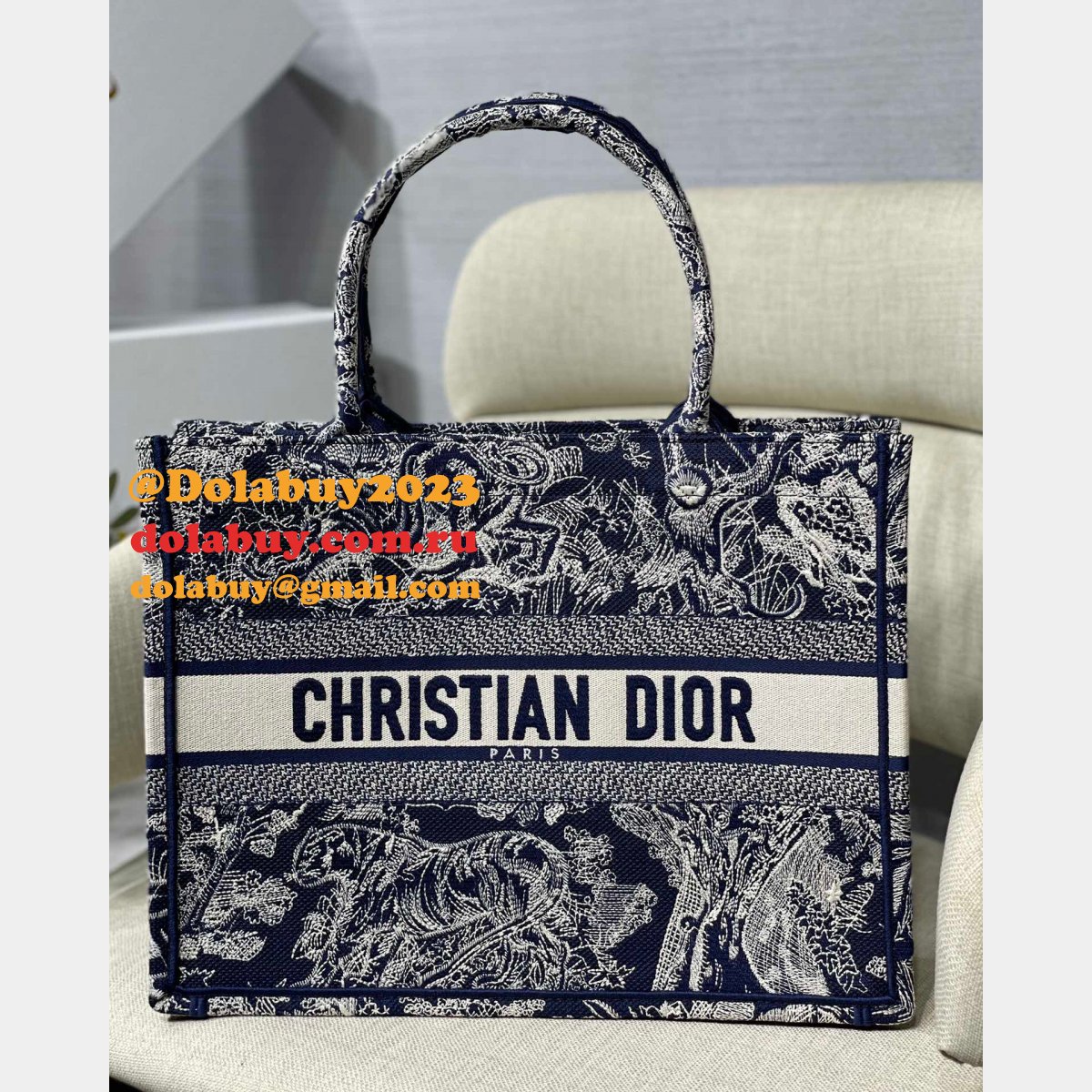Dior High Quality Book Tote Replica Dior 41.5/36CM Oblique Embroidery