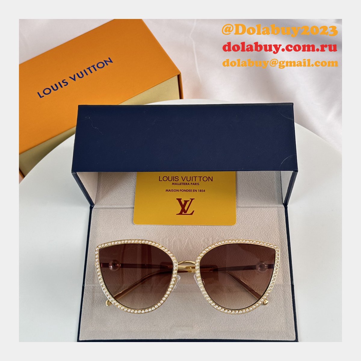 Luxury Replica Pearl Cat Eye Sunglasses Sale