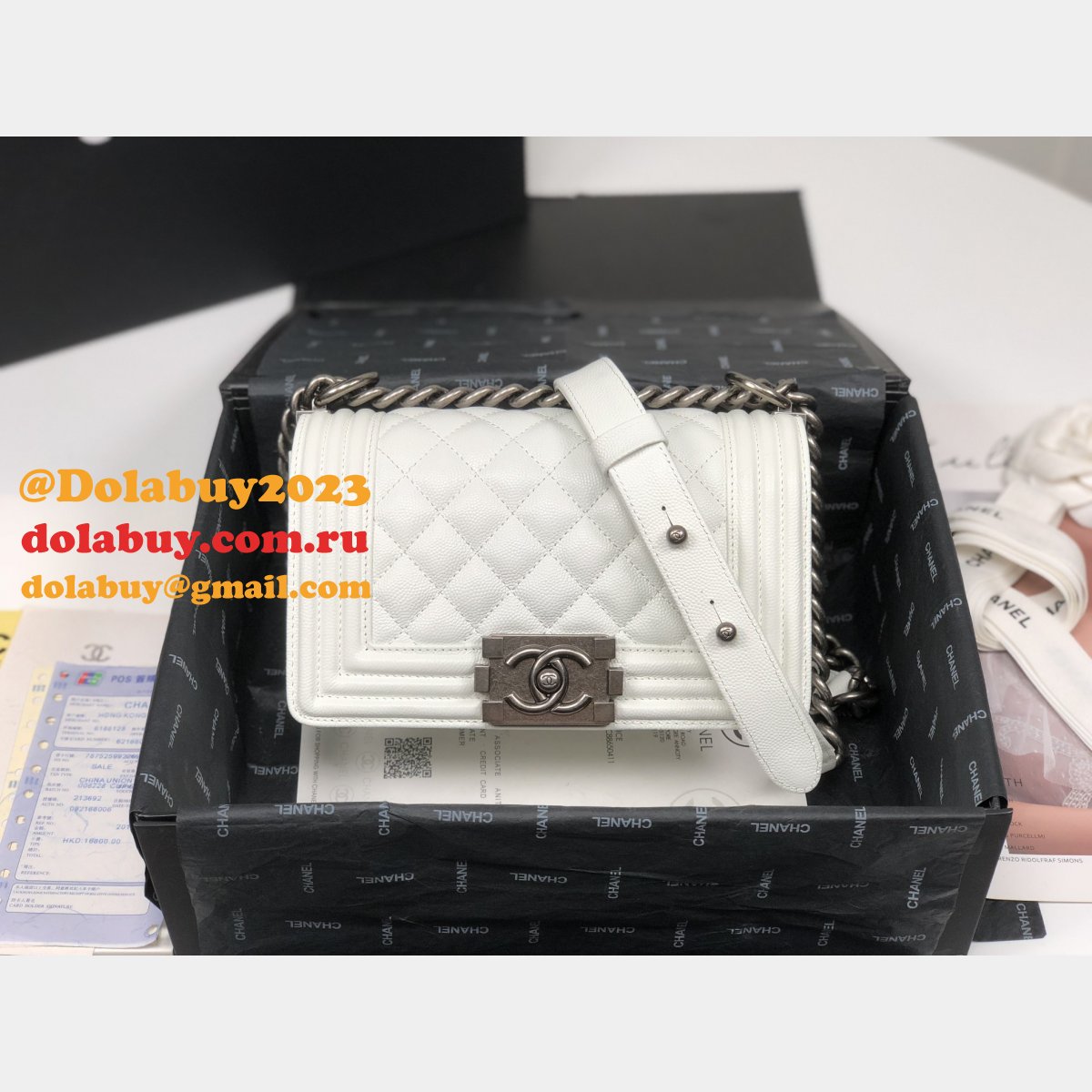 Top Quality CC 67085 Le boy Bag caviar leather 20CM