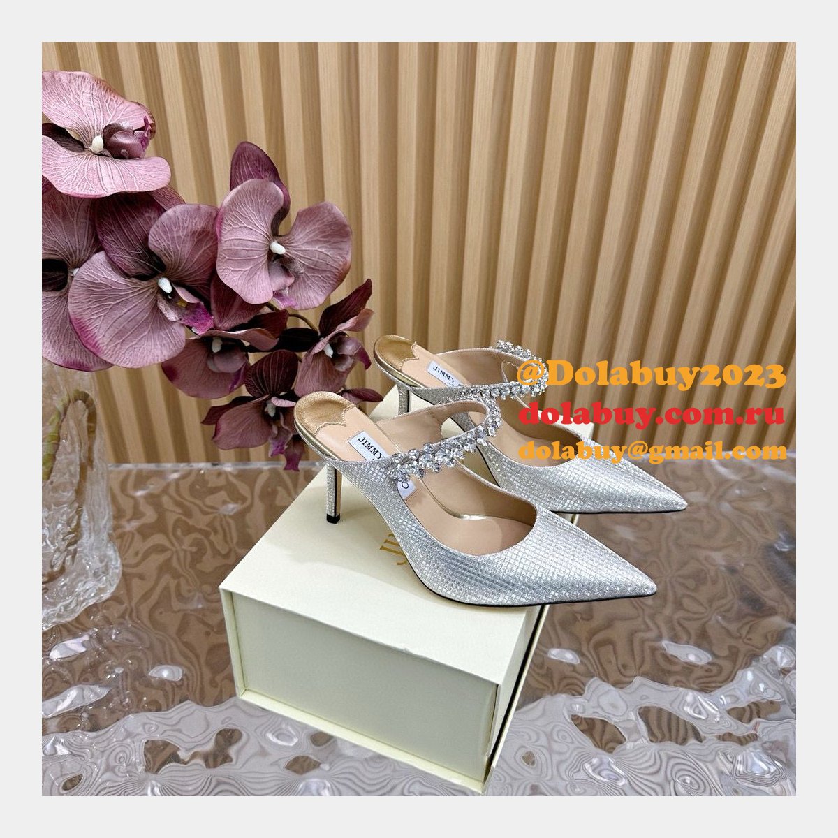 High Quality Jimmy Choo High Heel Mules 6.5/8.5/10CM