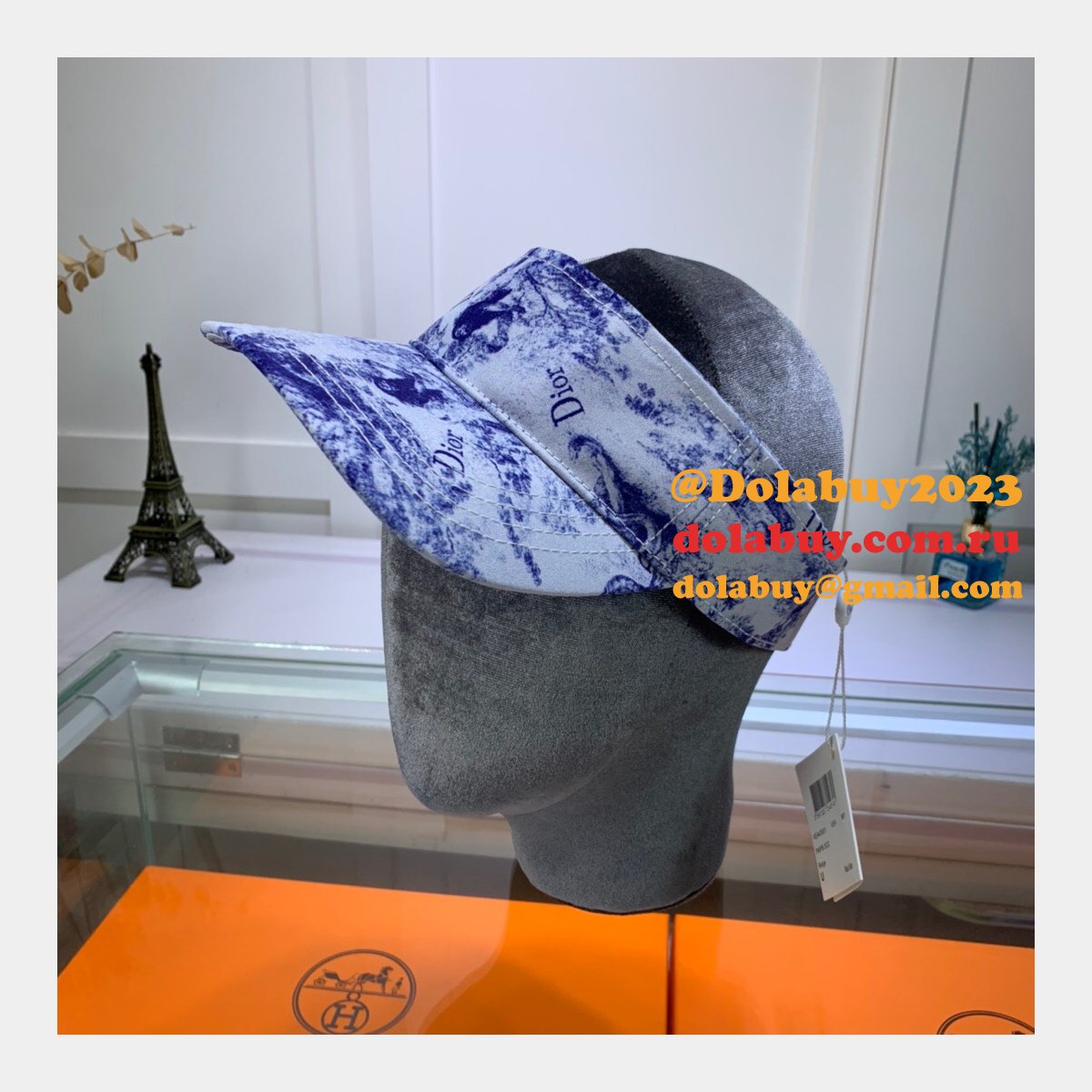 High Quality Christian Dior Blue and white porcelain hats