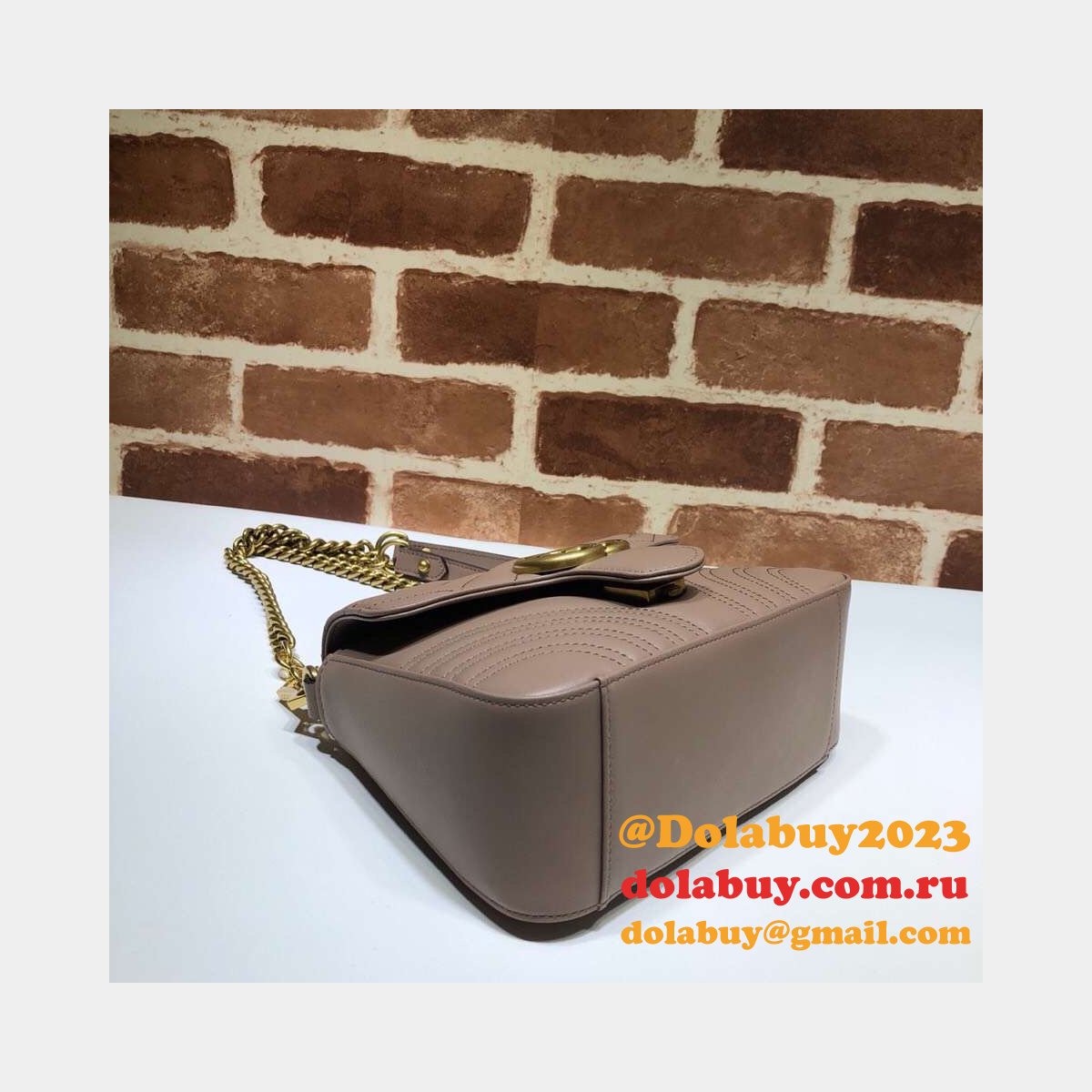 cheap 547260 G*u*i chevron leather gg marmont mini top handle