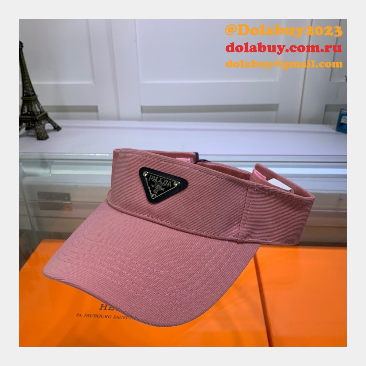 Wholesale Prada Metal triangle logo Empty top hat