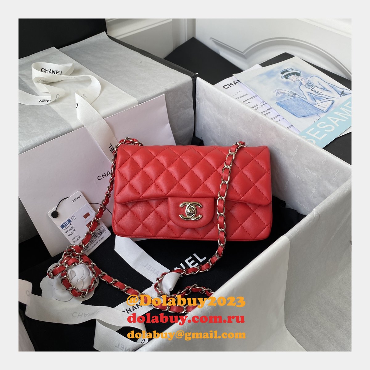 Fashion CC Lambskin Flap Designer 20CM Bag 1116