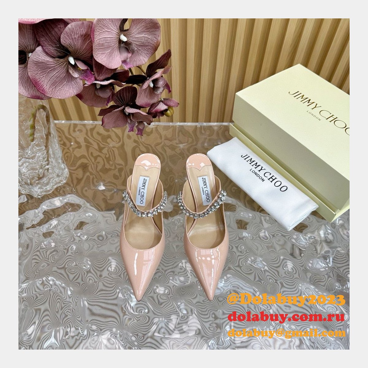 High Quality Jimmy Choo High Heel Mules 6.5/8.5/10CM