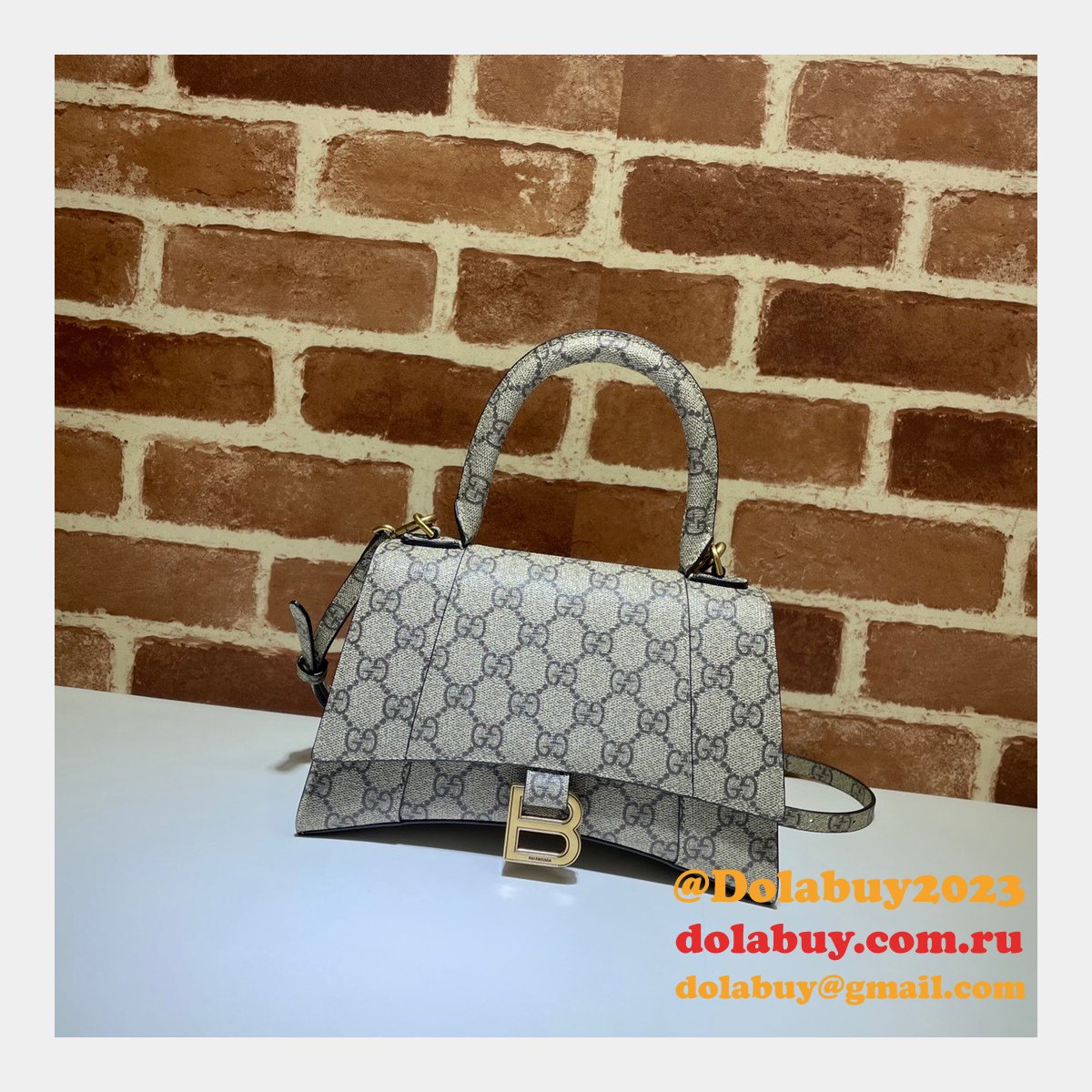 G*u*i x balenciaga top quality 658575 replica hourglass small top handle bag