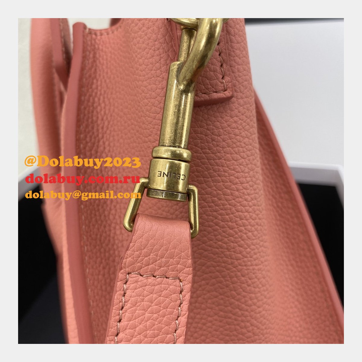 Replica Celine Pink Nano Luggage bag in drummed calfskin