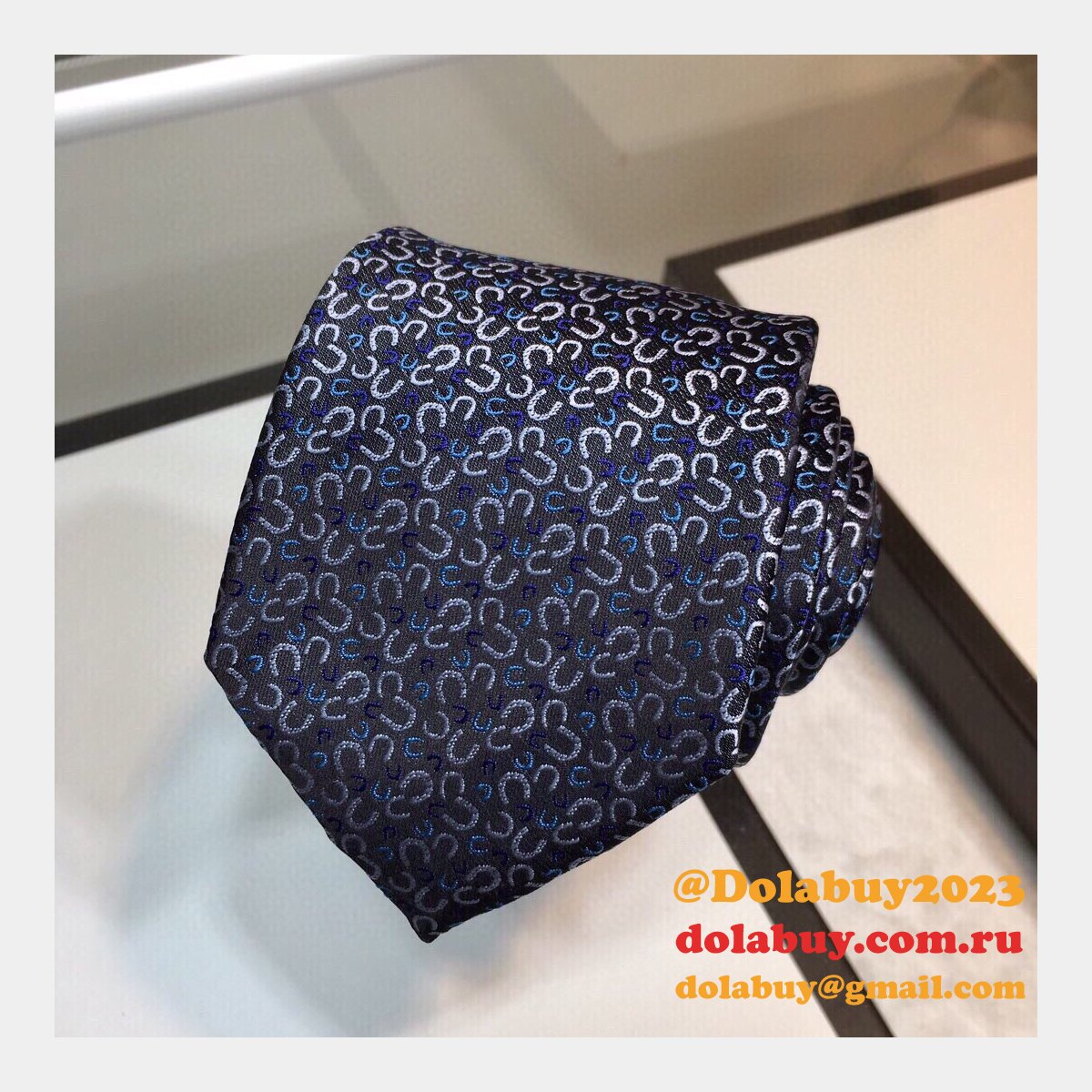 Hermes Replica Mens Silk Tie Geometric Pattern